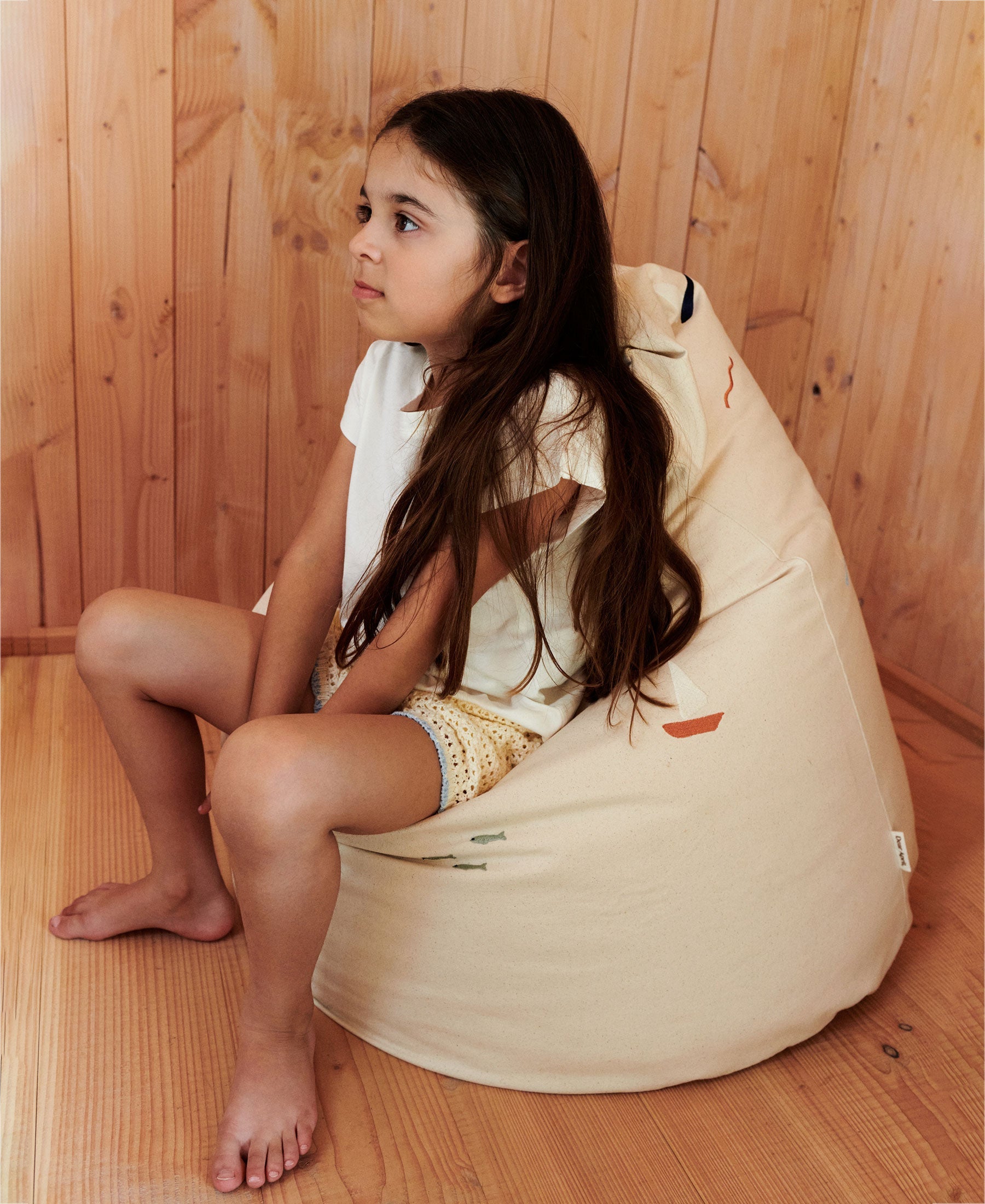 Sea life-themed Dear April Bay Bean Bag with vibrant ocean-inspired design and plush fabric for comfortable seating.