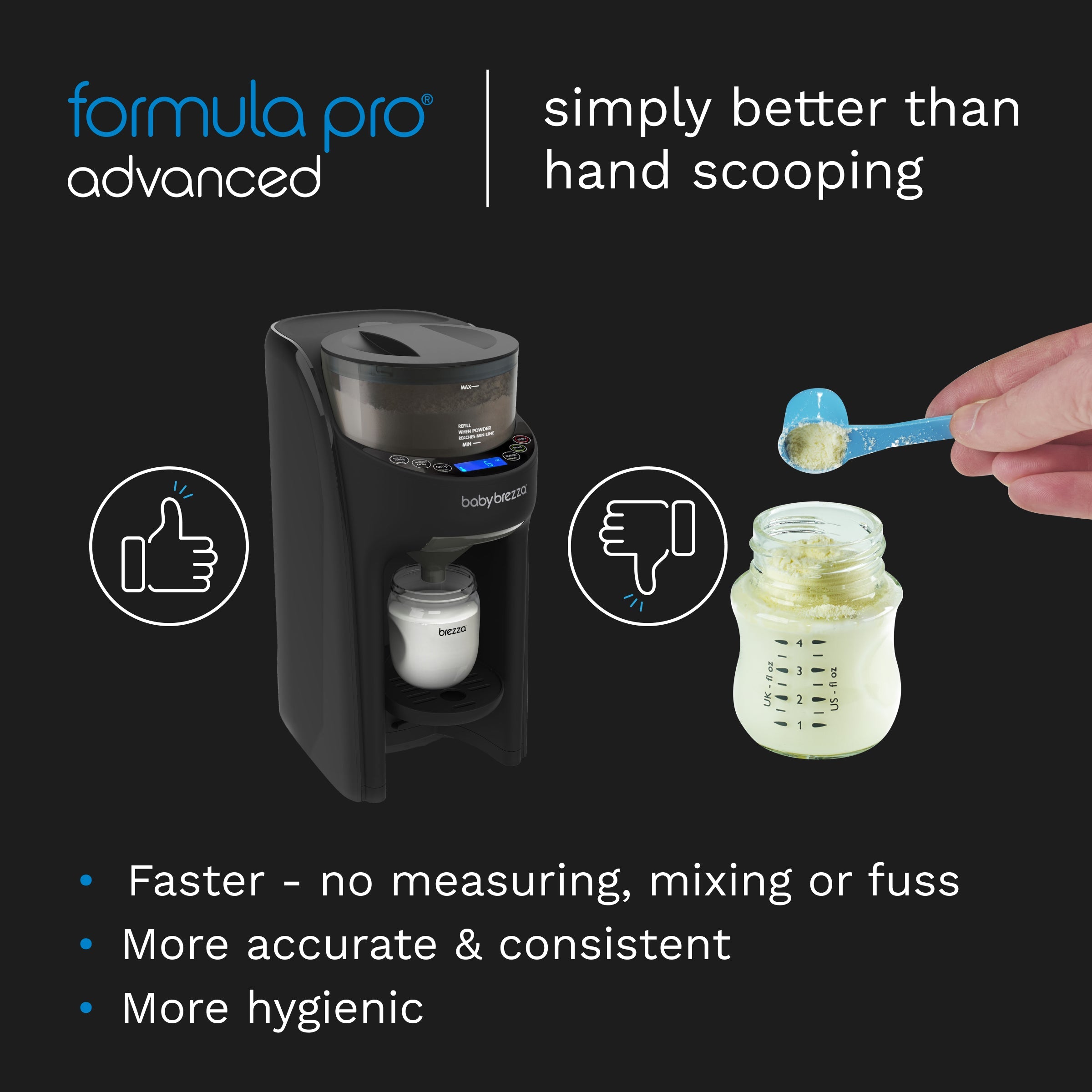 Baby Brezza Formula Pro Advanced black features