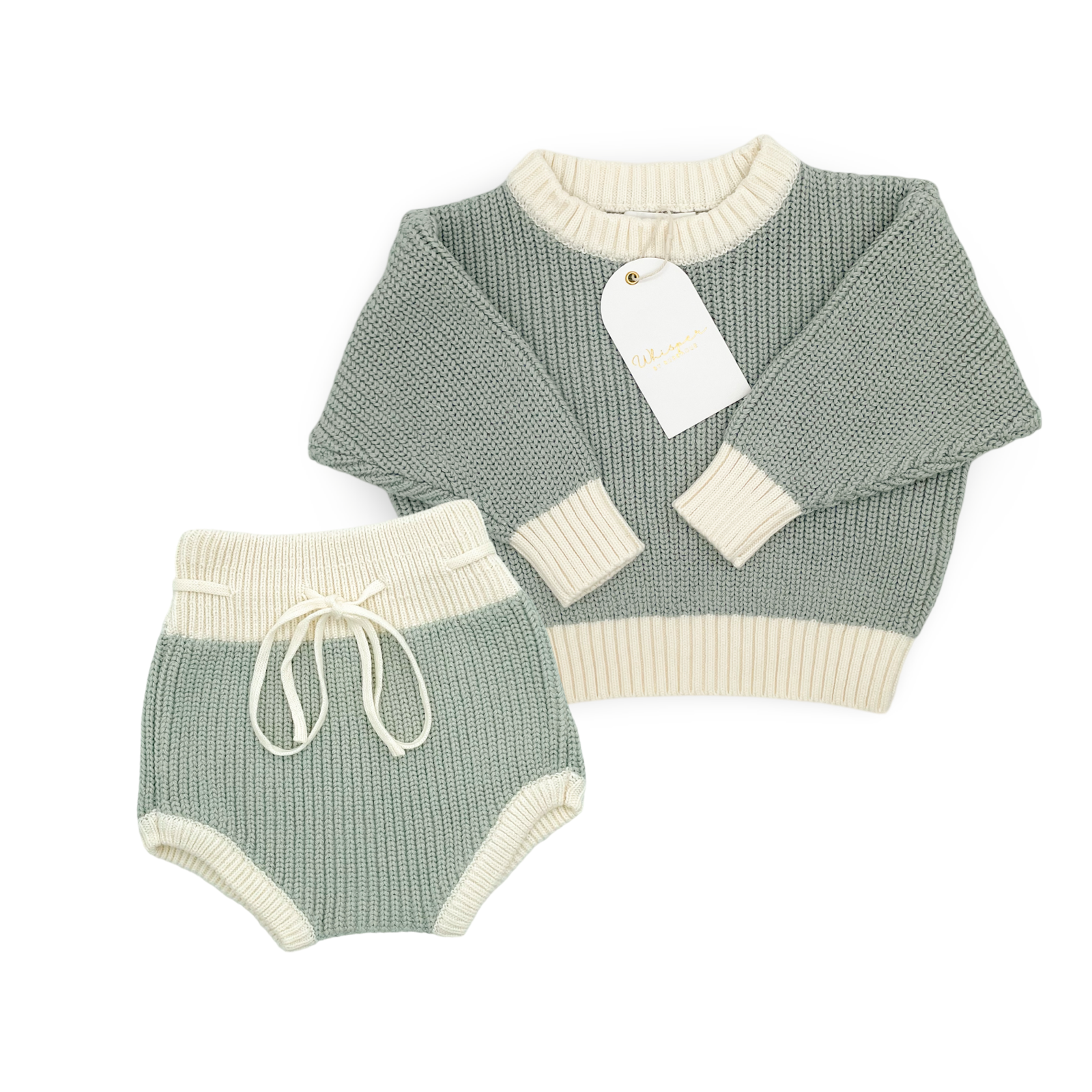Knitted Jersey And Bloomers Set (0-6 Months) - Sage - Bubbadue
