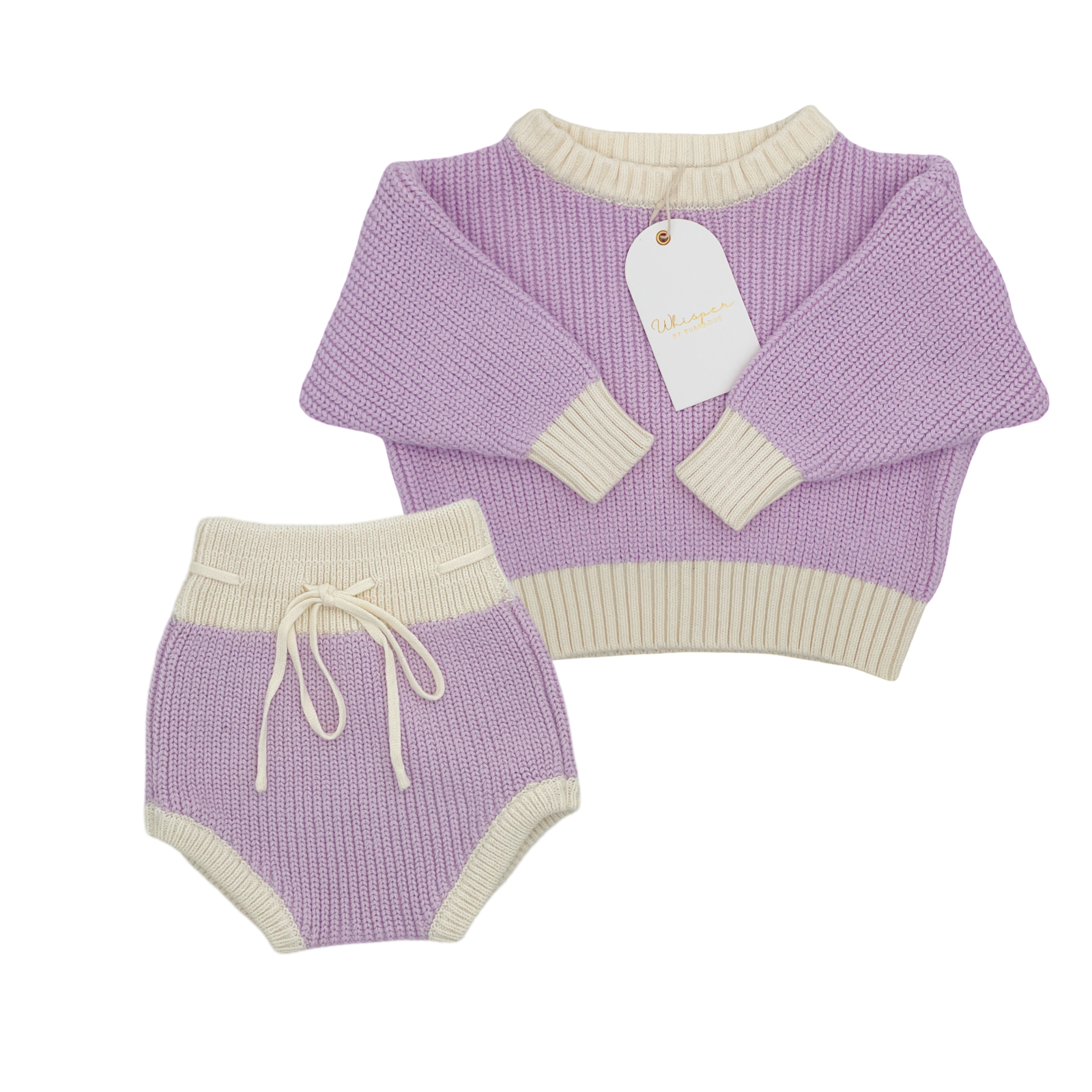 Knitted Jersey And Bloomers Set (0-6 Months) - Violet Sky - Bubbadue