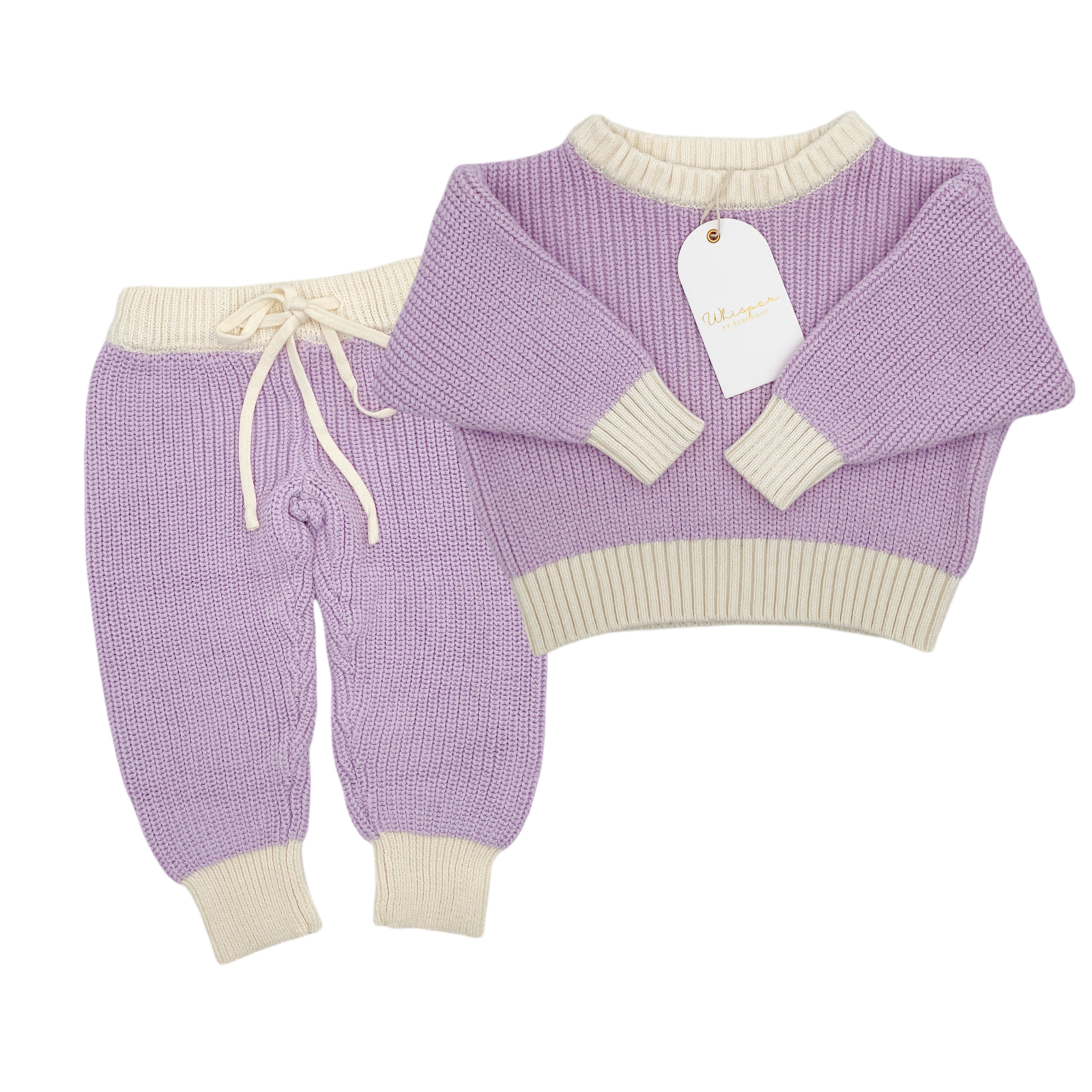 Knitted Tracksuit (0-6 Months) - Violet Sky - Bubbadue