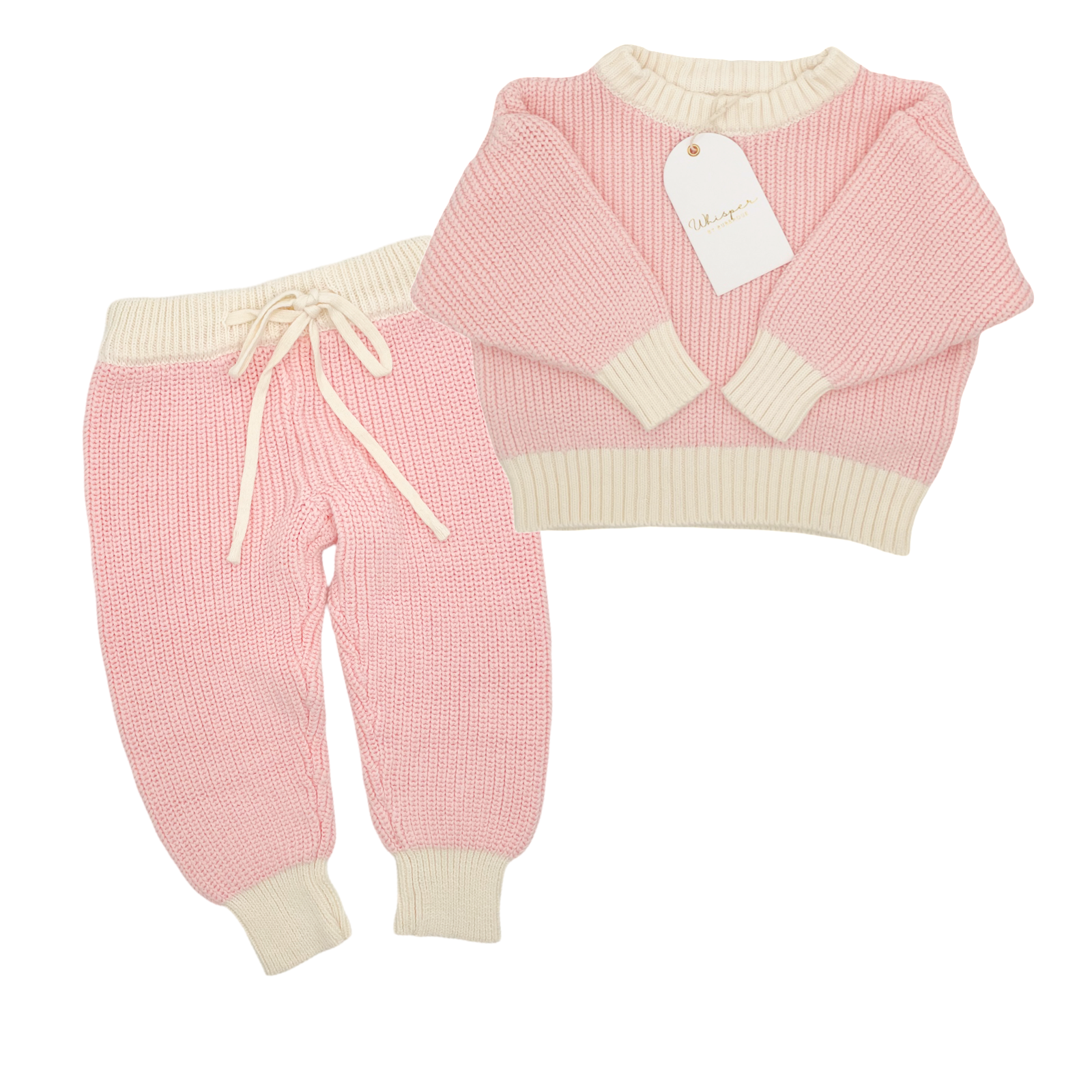 Knitted Tracksuit (0-6 Months) - Pink - Bubbadue