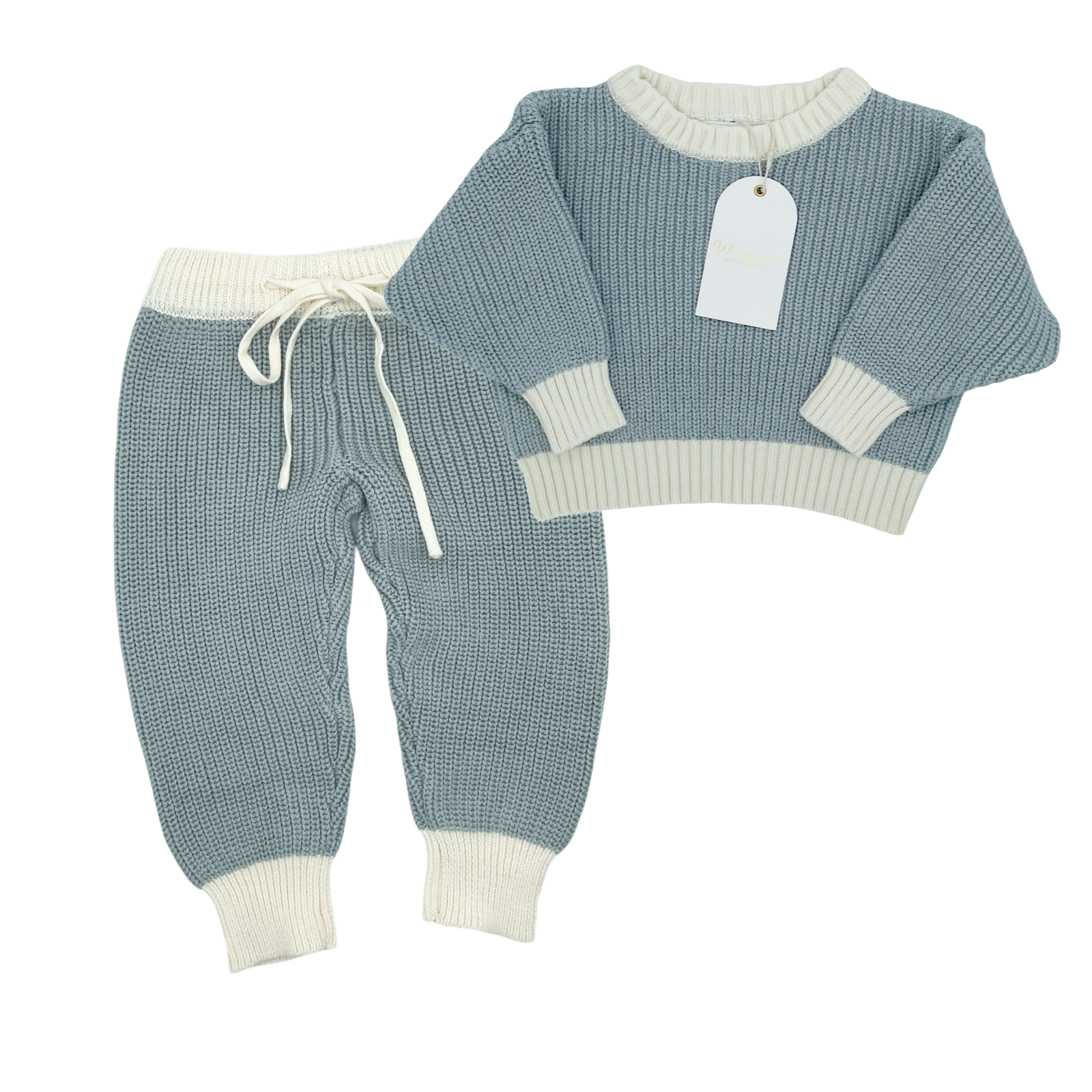Knitted Tracksuit (0-6 Months) - Misty Blue - Bubbadue