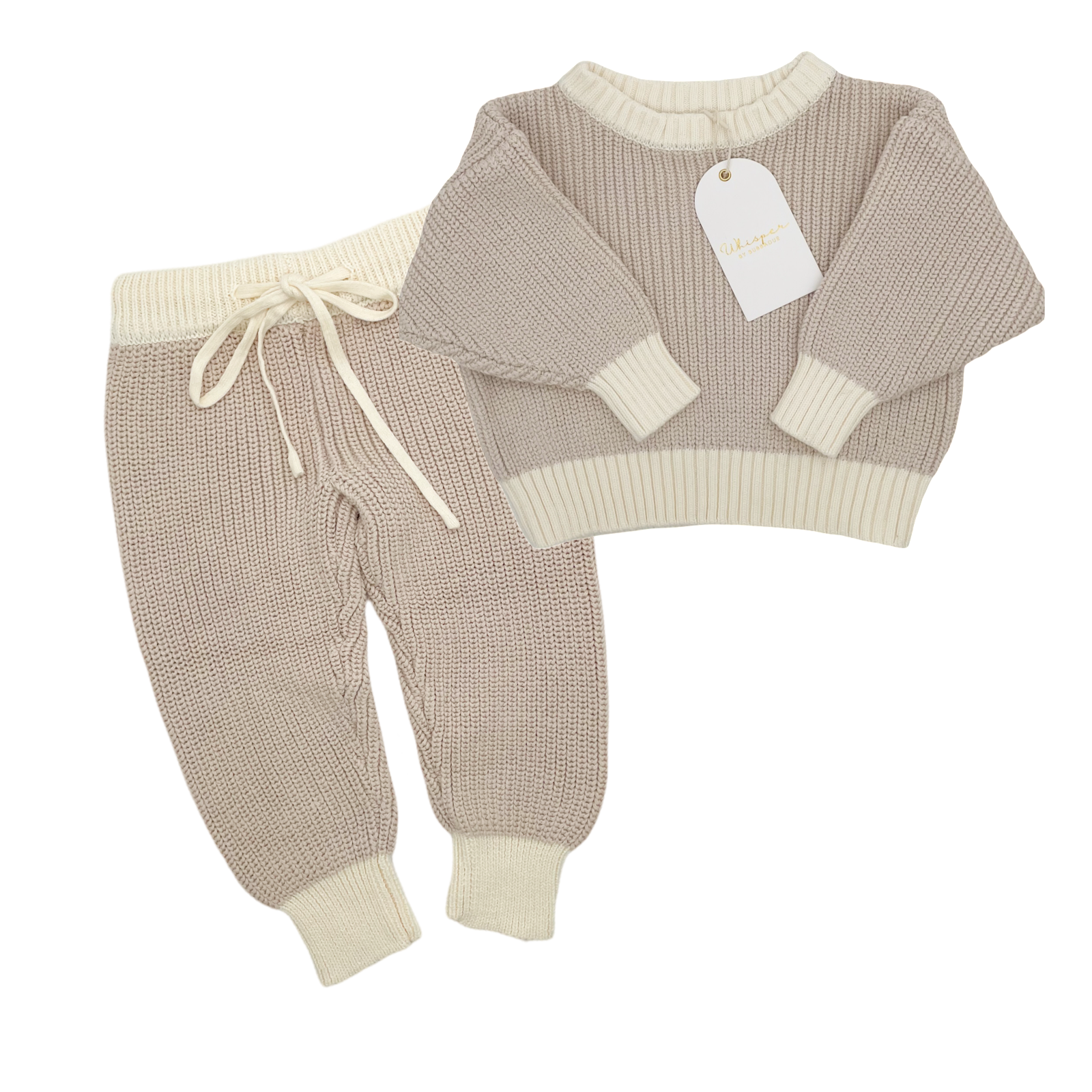 Knitted Tracksuit (0-6 Months) - Biscuit - Bubbadue