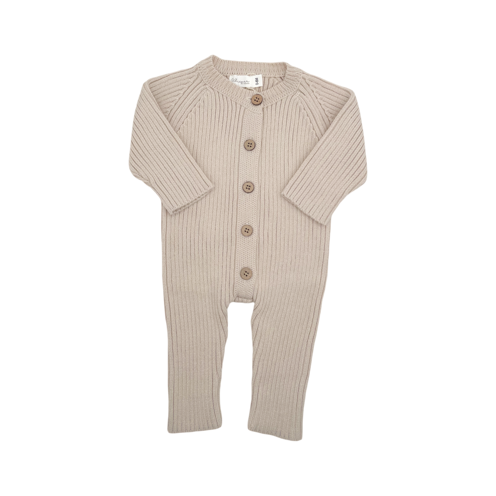 Knitted Romper (0-6 Months) - Biscuit