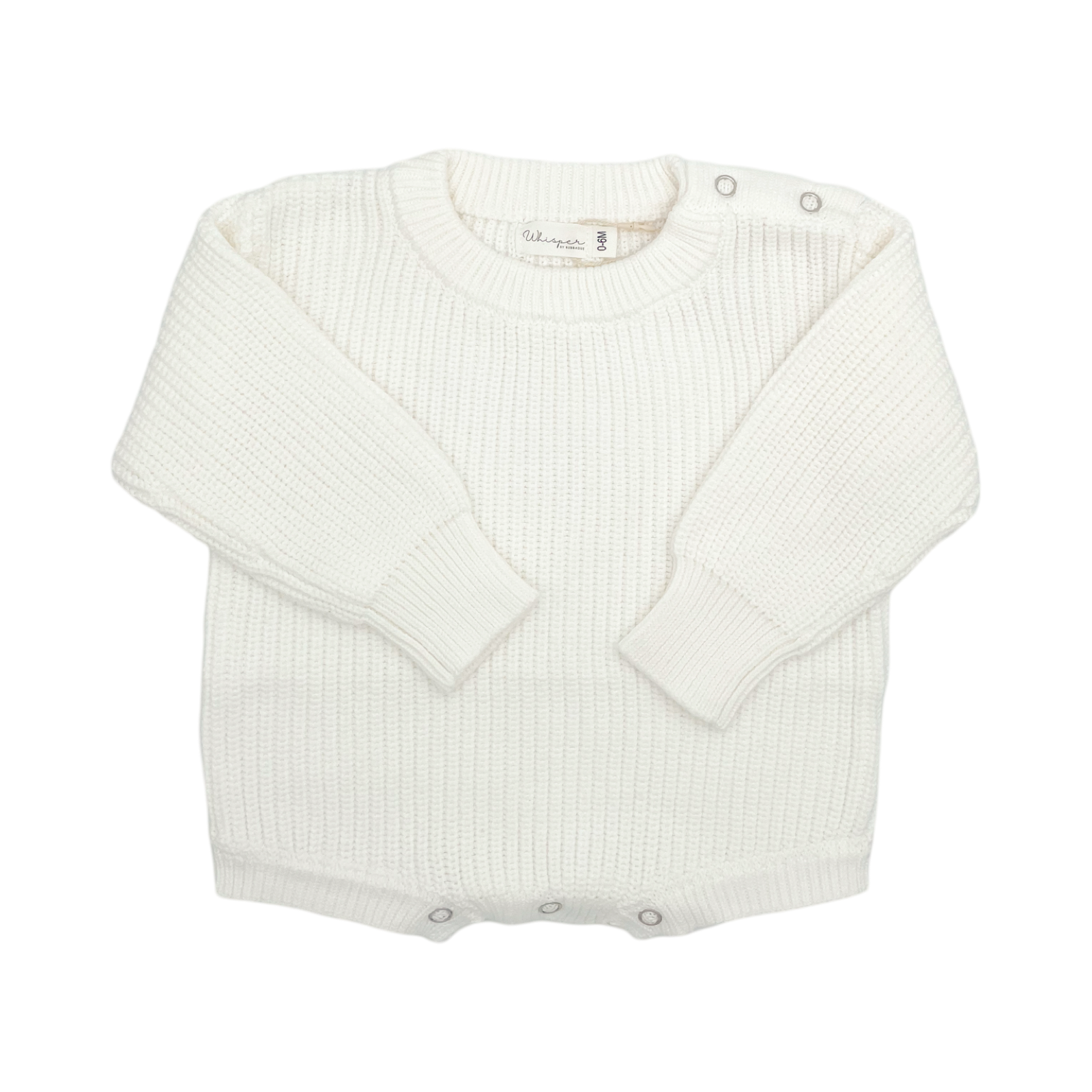 Jersey Romper (0-6 Months) - White - Bubbadue