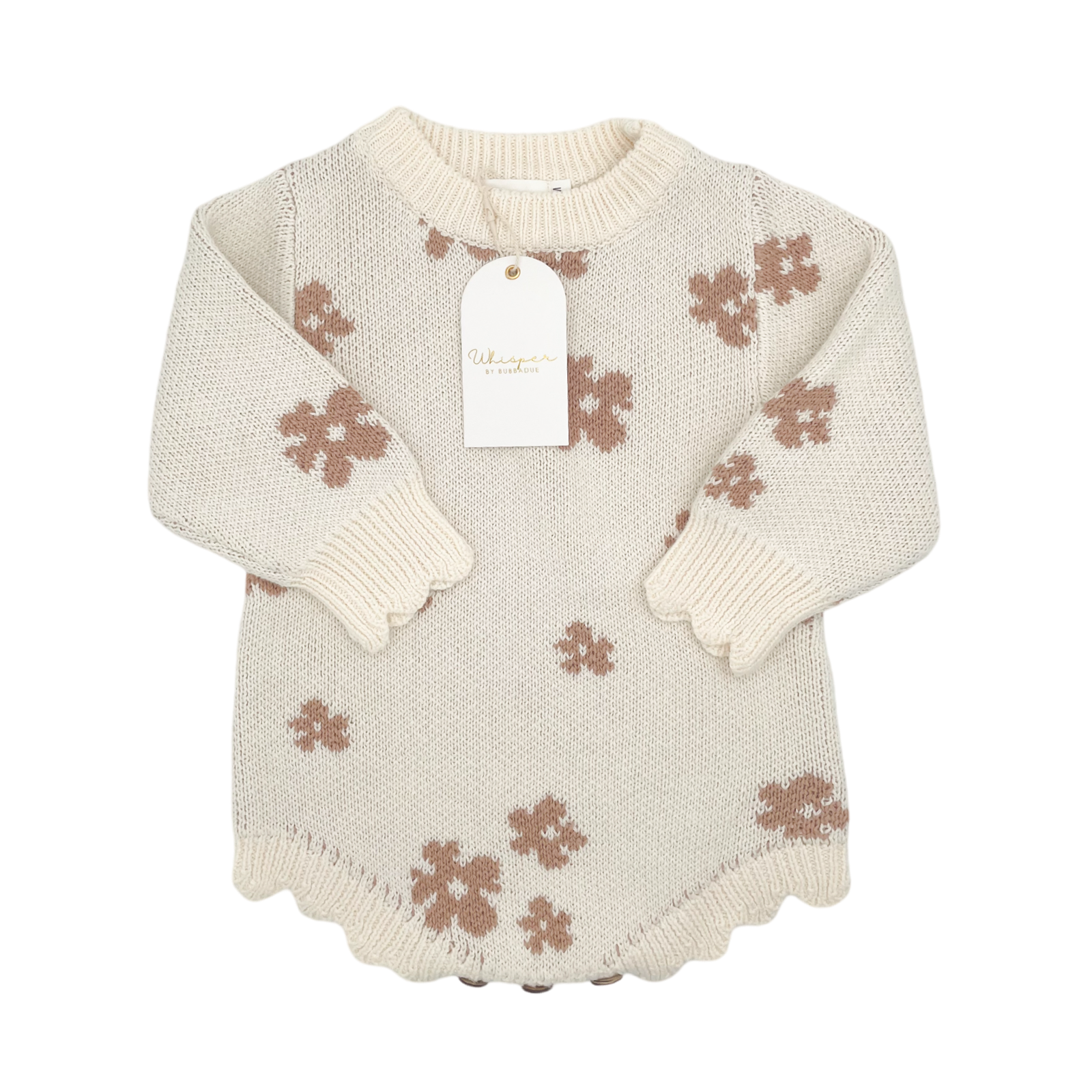 Knitted Jersey Romper (0-6 Months) - Floral - Bubbadue