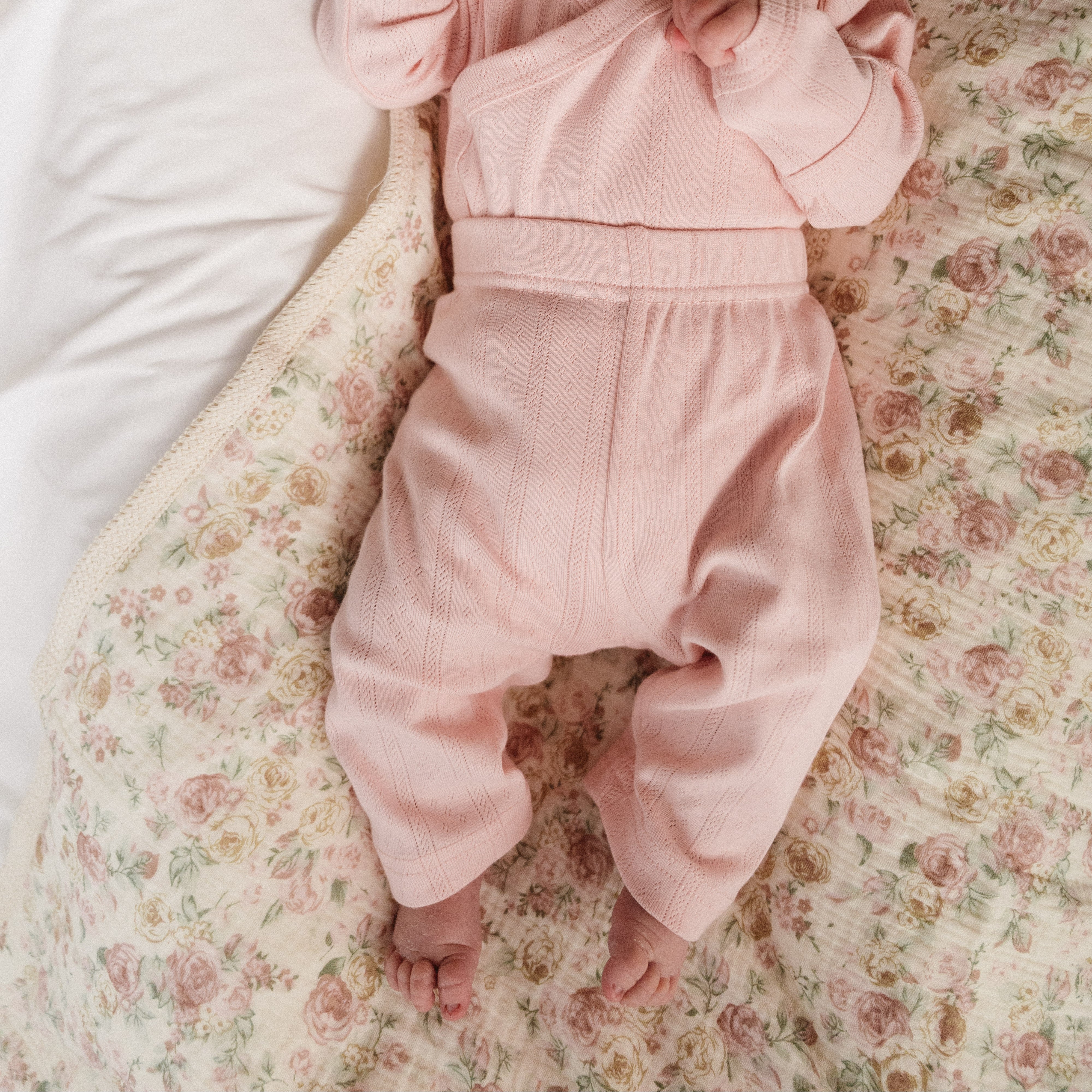 The Haven Pointelle Kimono Vest in Blush