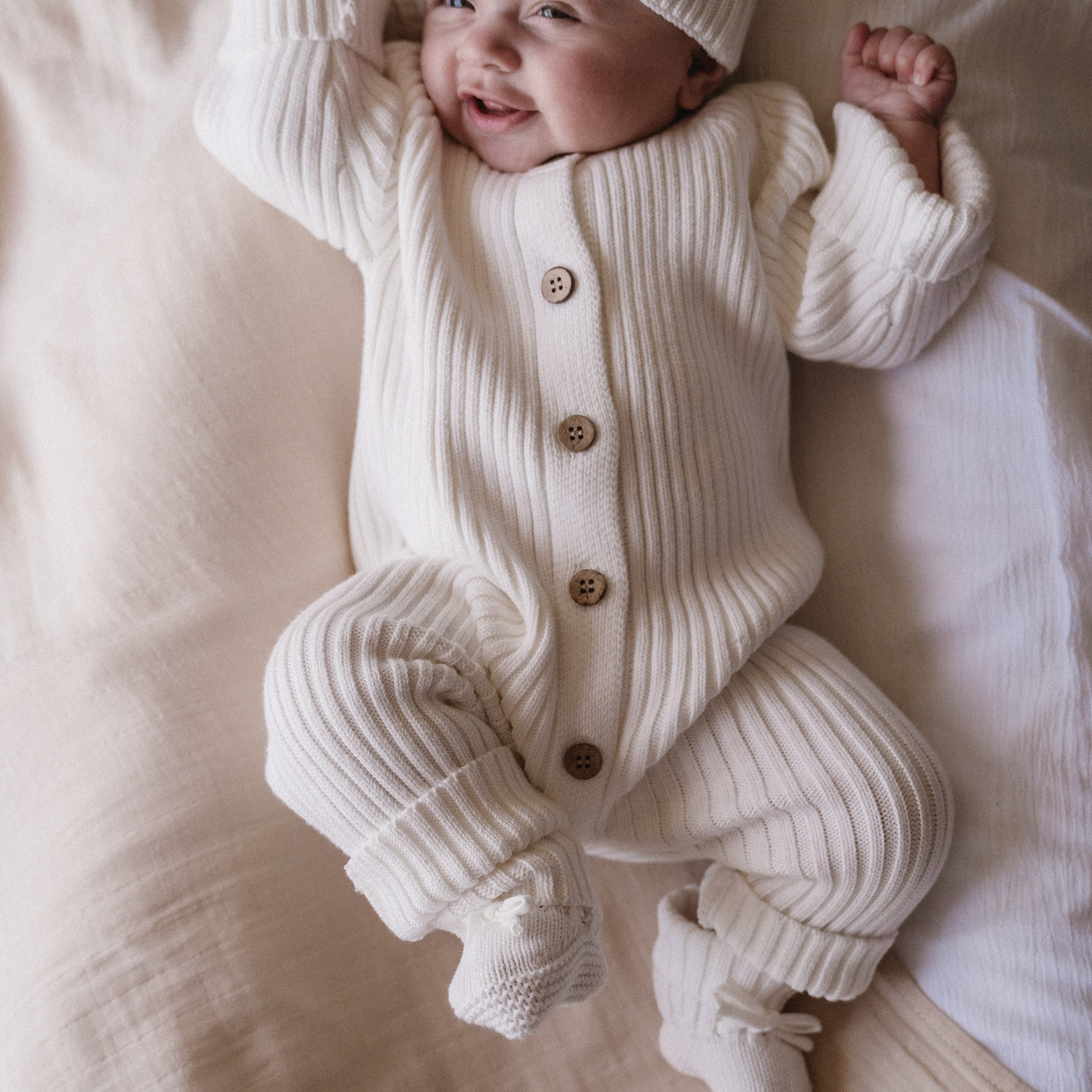 Knitted Romper (0-6 Months) - Honey - Bubbadue