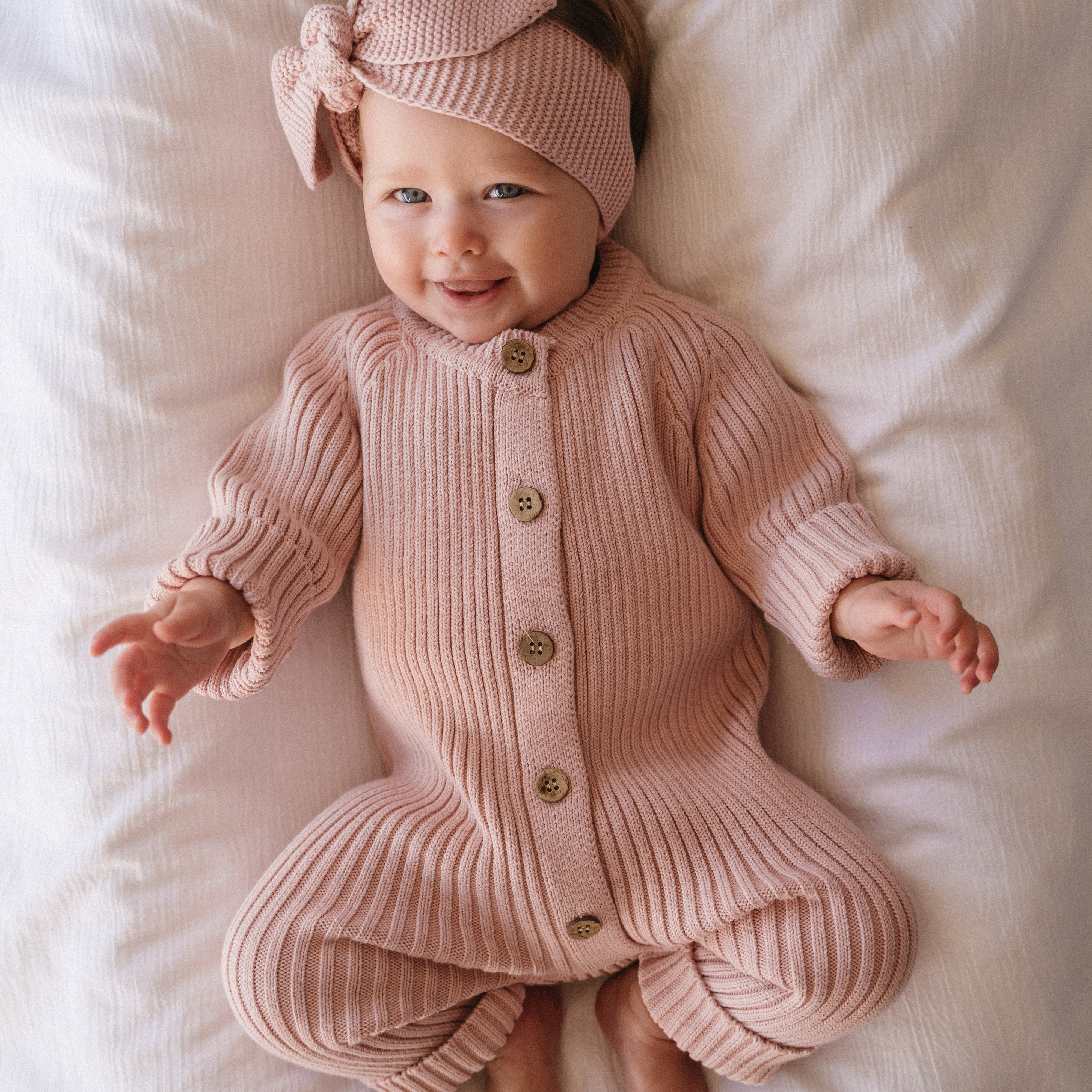Knitted Romper (0-6 Months) - Honey - Bubbadue