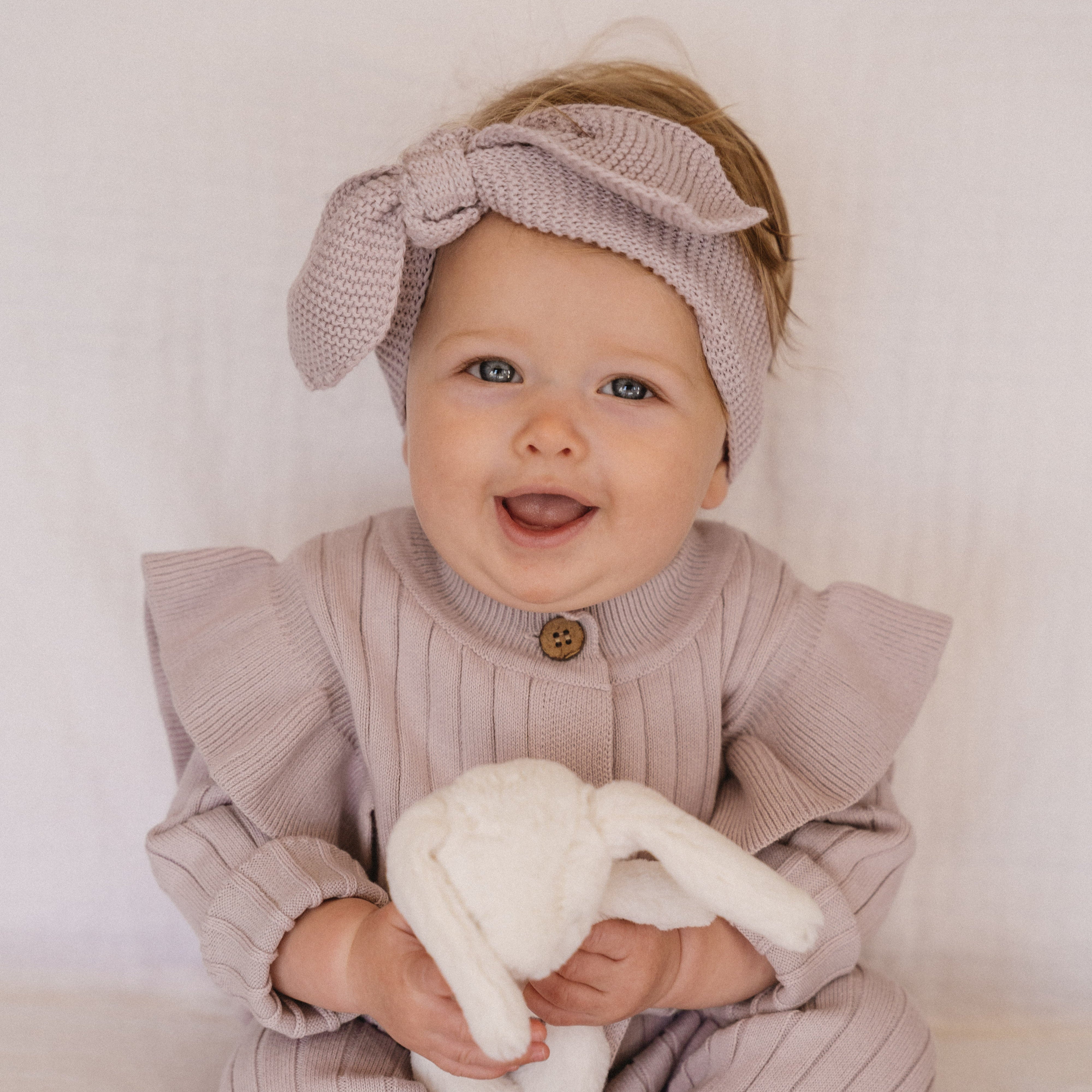 Knitted Baby Headband (0-6 Months) - Lilac - Bubbadue