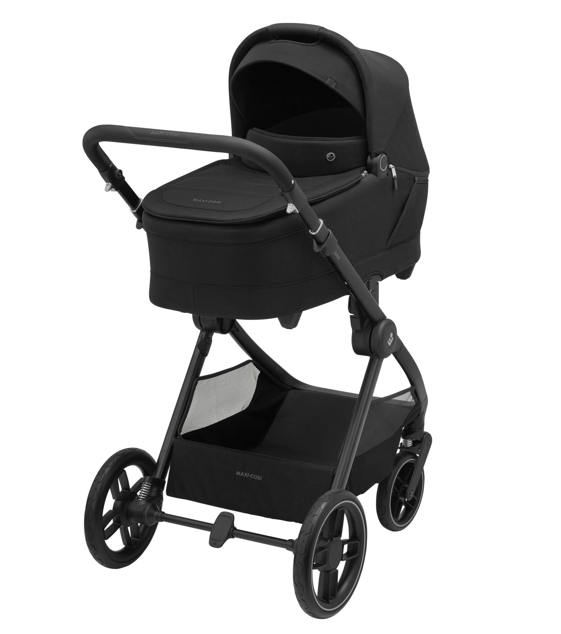Oxford + Travel System: Oxford Stroller + Sense Carrycot + Pebble 360 Pro Car Seat + FamilyFix 360 Pro Slide Base - Black - Bubbadue