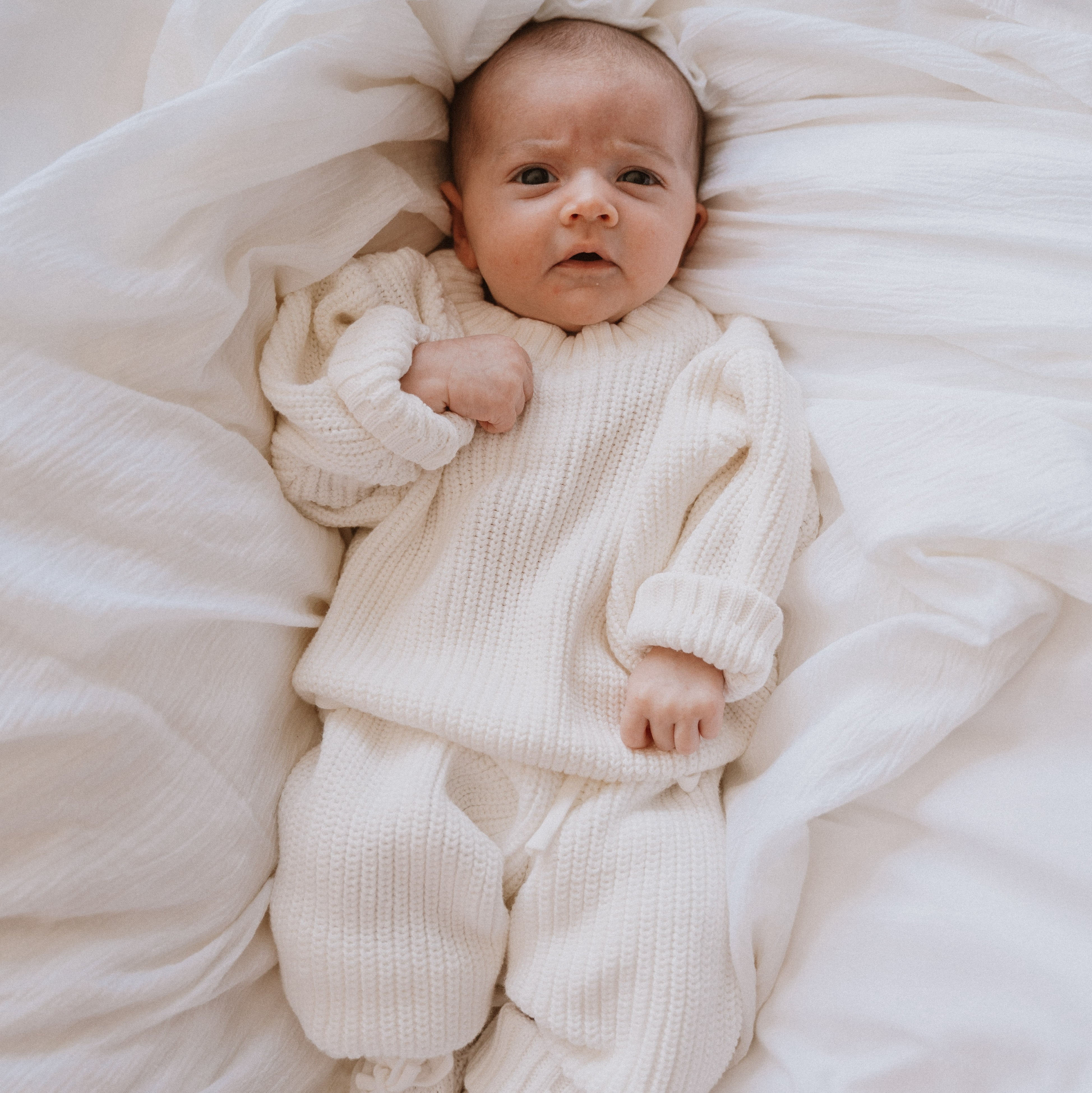 Knitted Tracksuit (0-6 Months) - White - Bubbadue
