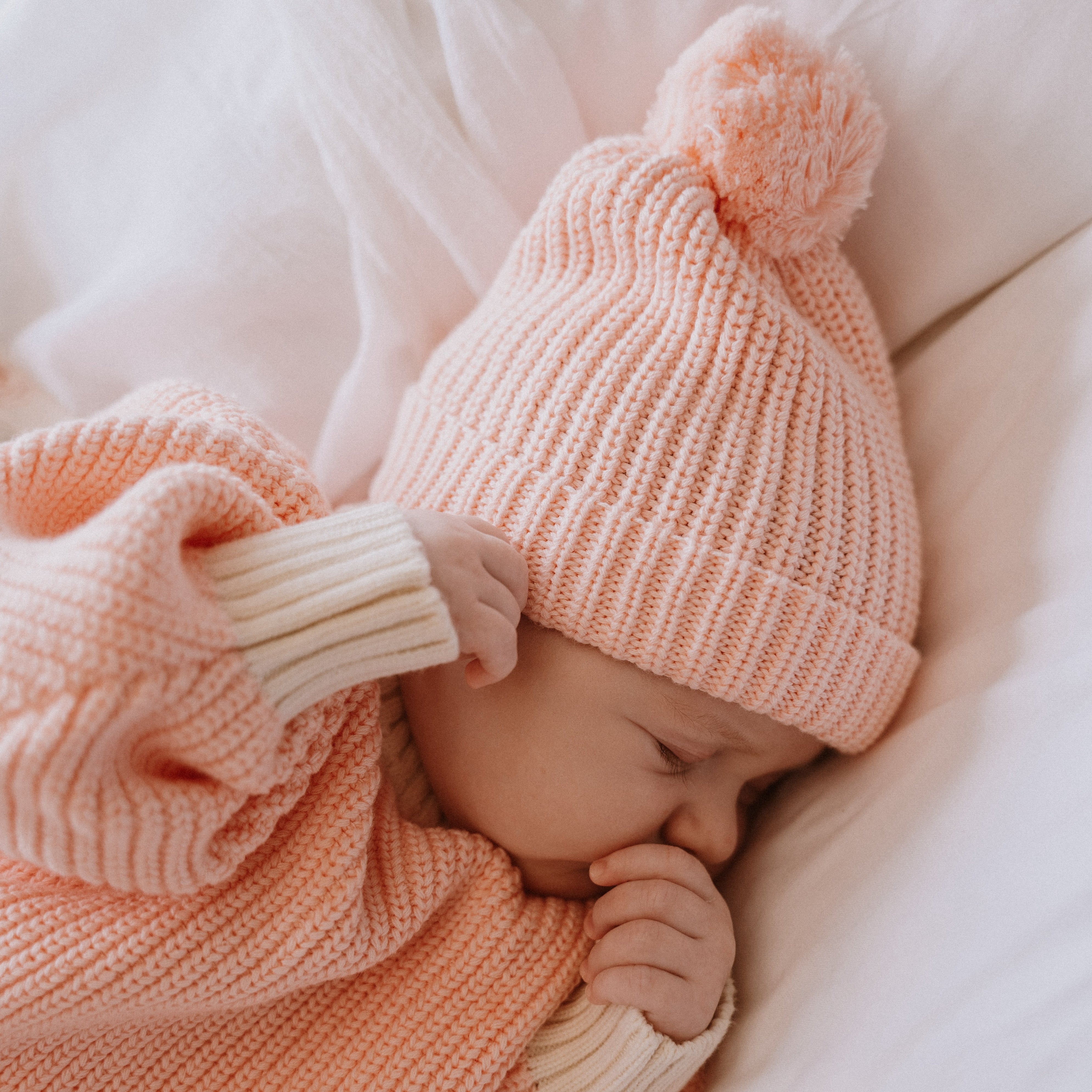 Knitted Beanie (0-6 Months) - Violet Sky - Bubbadue