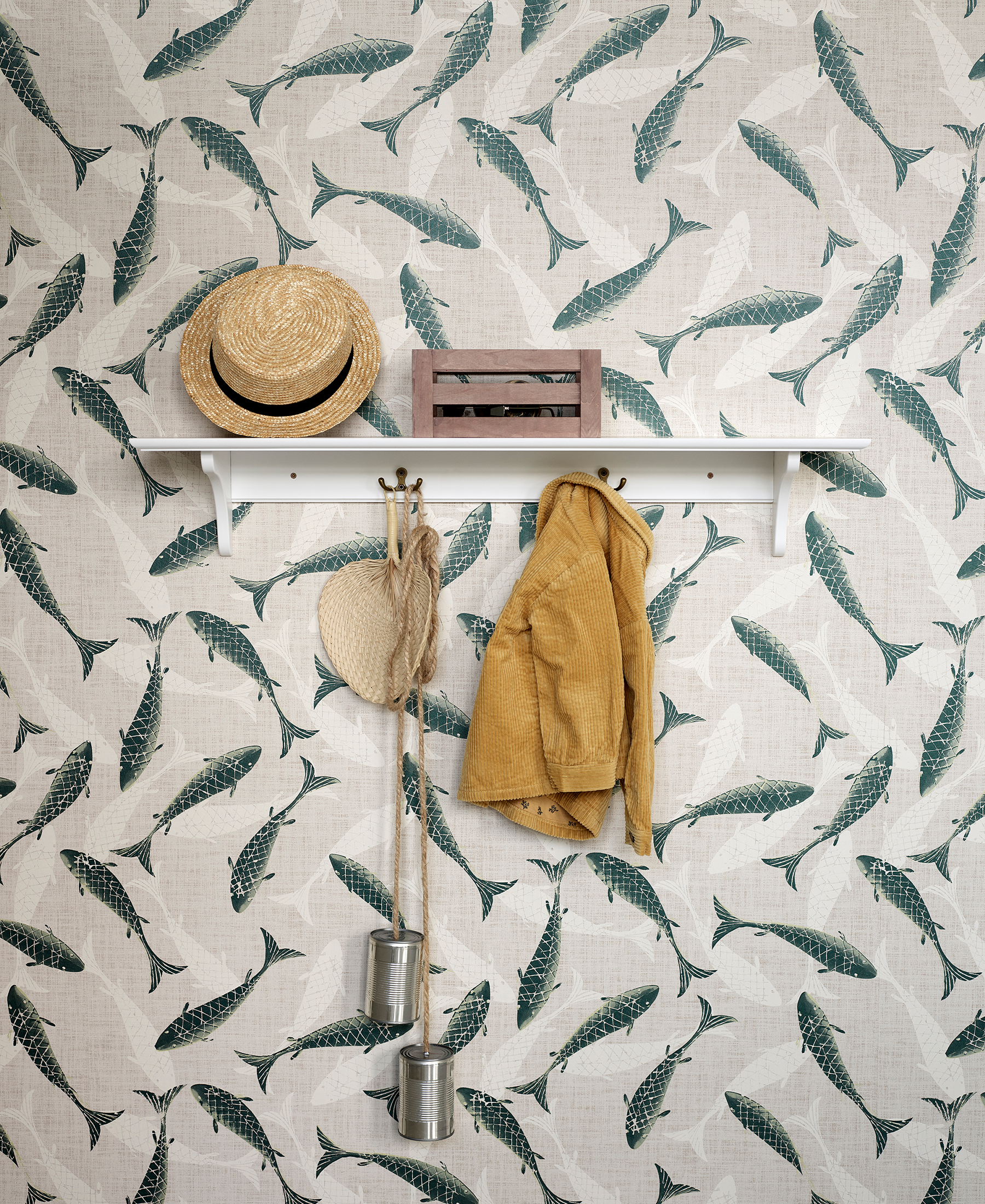 Seaside shelf with hooks, 60x20 cm - Bubbadue