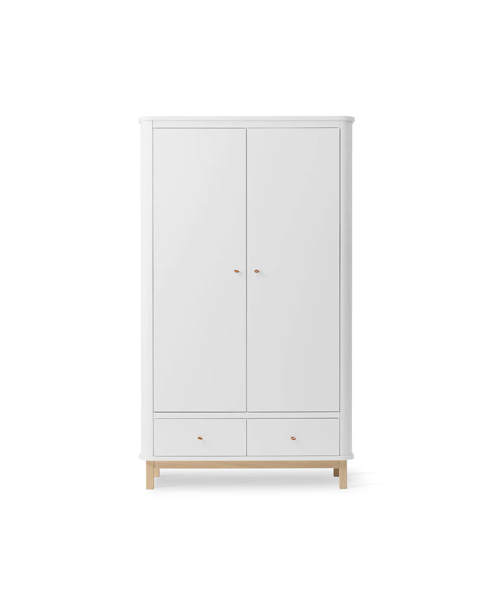 Wood Wardrobe 2 Doors - White/Oak - Bubbadue