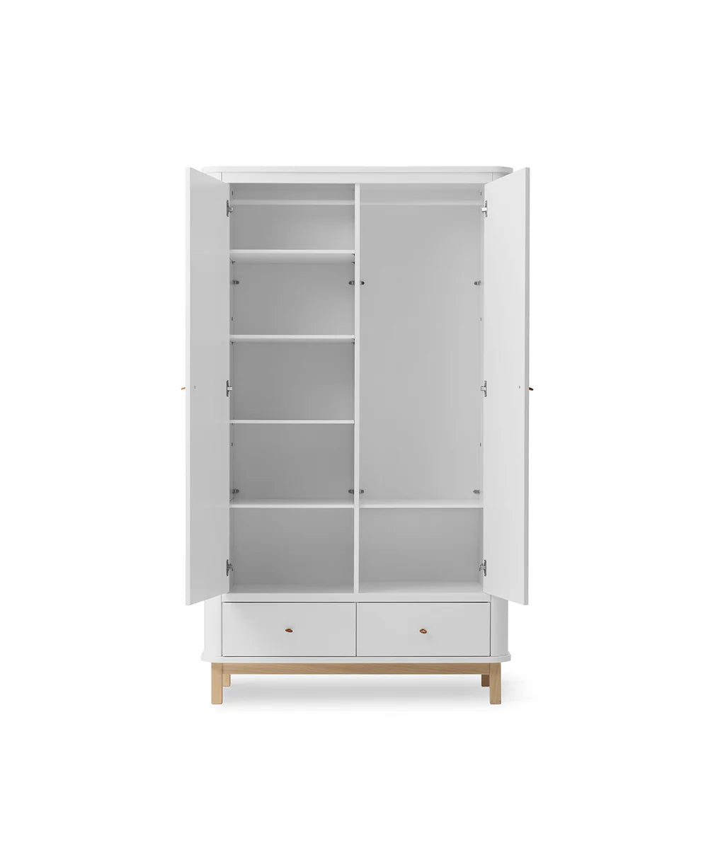 Wood Wardrobe 2 Doors - White/Oak - Bubbadue