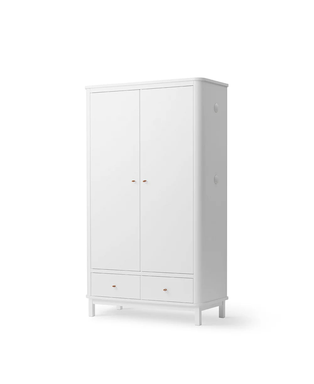 Wood Wardrobe 2 Doors - White - Bubbadue