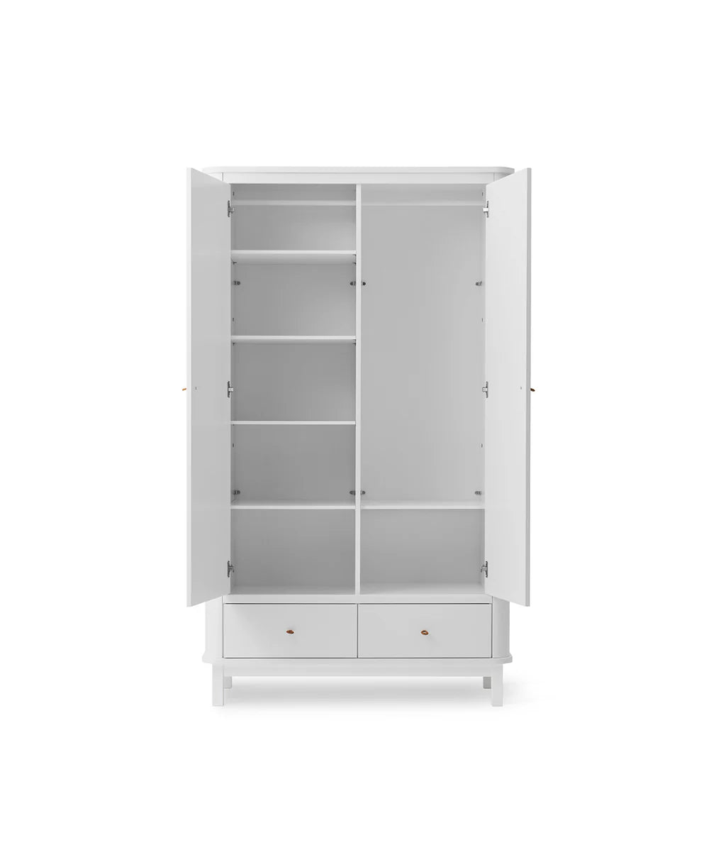 Wood Wardrobe 2 Doors - White - Bubbadue