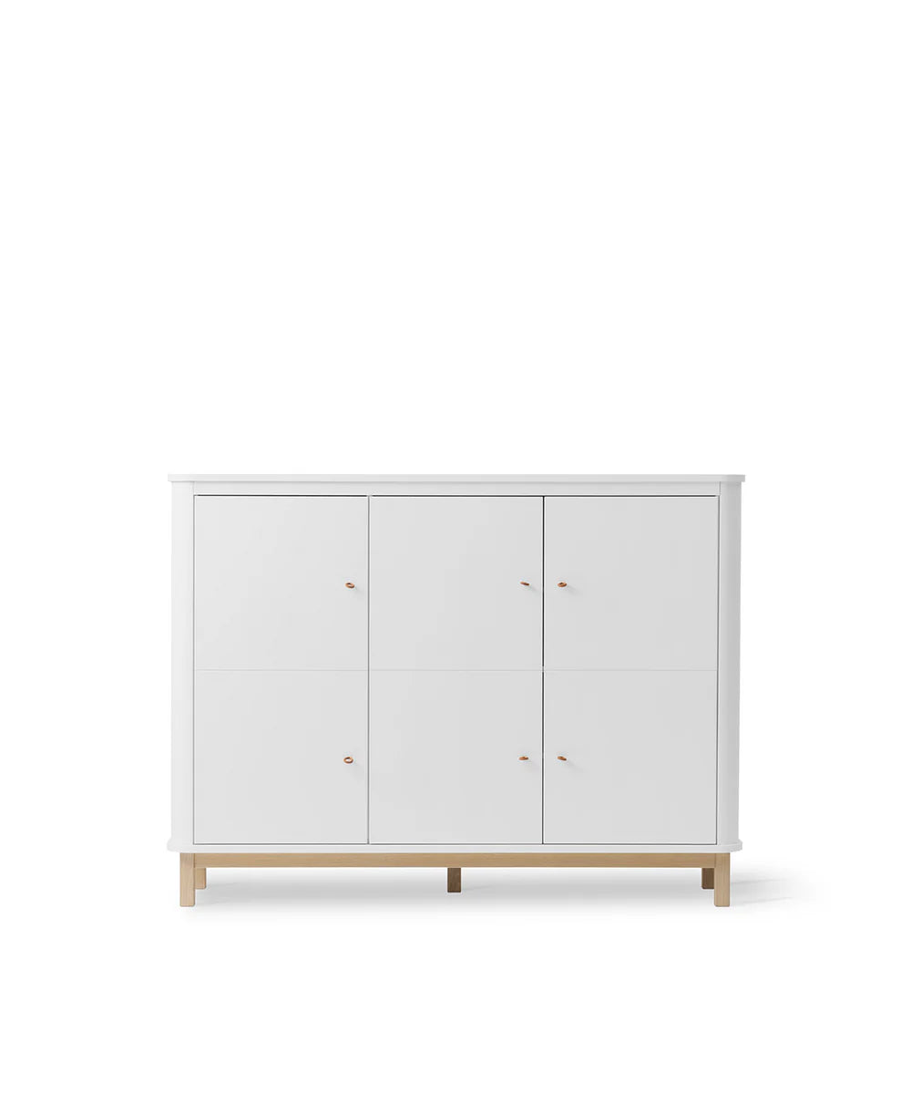 Wood Multi Cupboard 3 Doors - White/Oak - Bubbadue