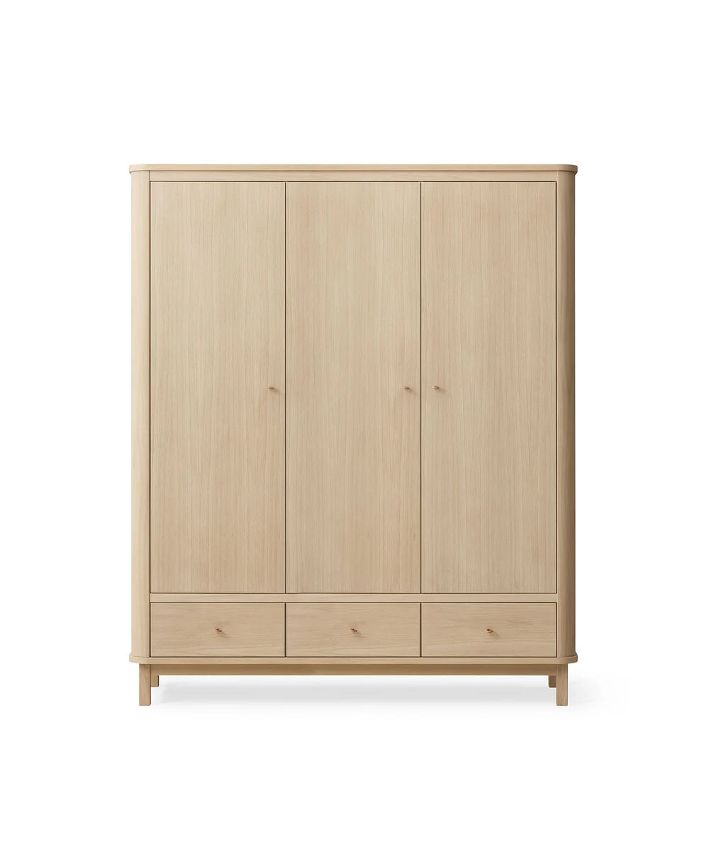 Wood Wardrobe 3 Doors - Oak - Bubbadue