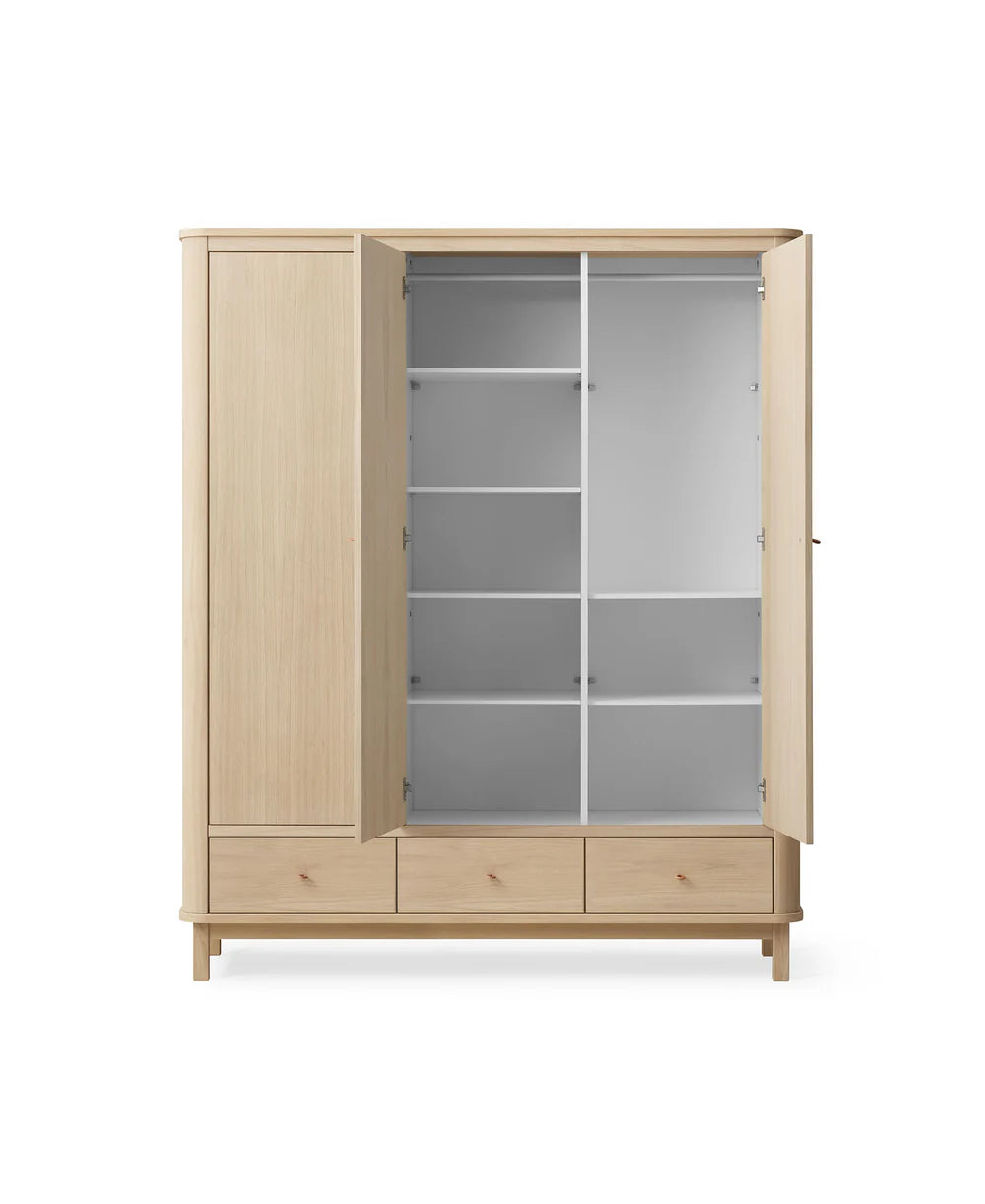 Wood Wardrobe 3 Doors - Oak - Bubbadue