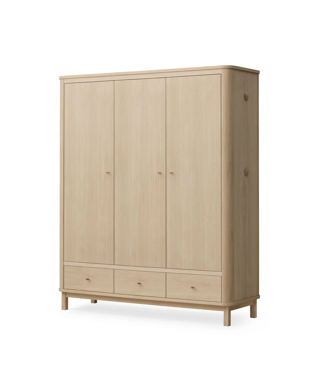 Wood Wardrobe 3 Doors - Oak - Bubbadue