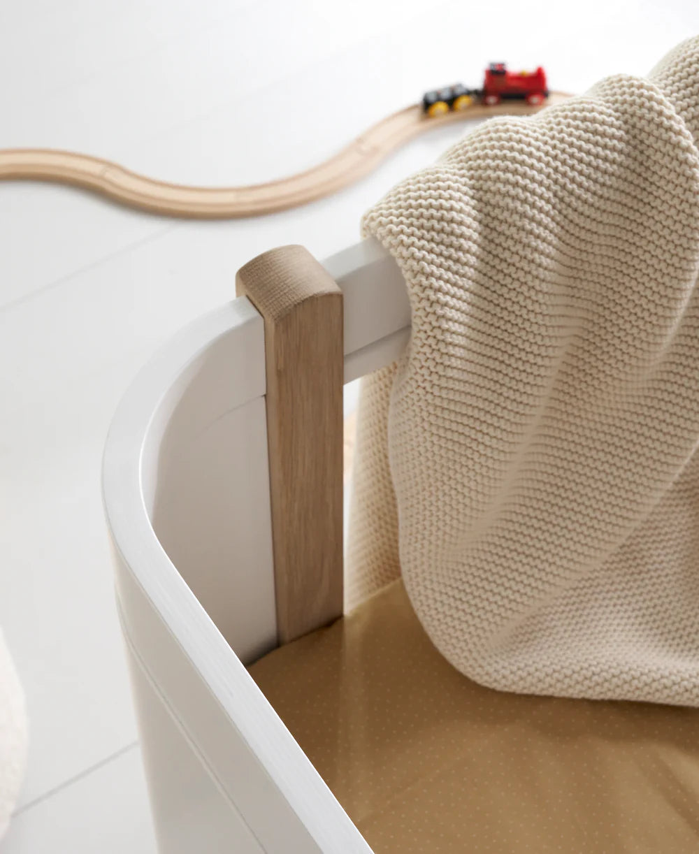 Wood Mini+ Cot Bed - White/Oak
