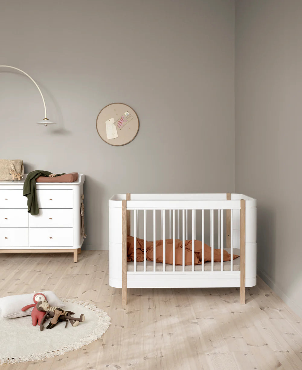 Wood Mini+ Cot Bed - White/Oak