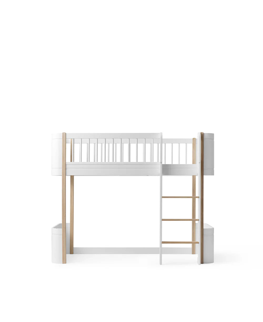 Wood Mini+ Low Loft Bed - White/Oak
