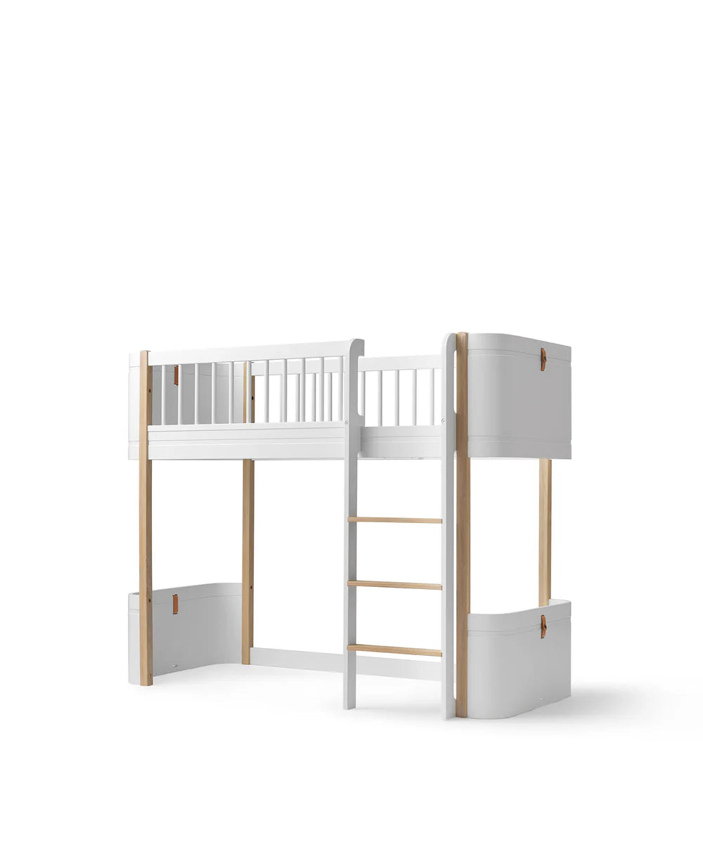 Wood Mini+ Low Loft Bed - White/Oak