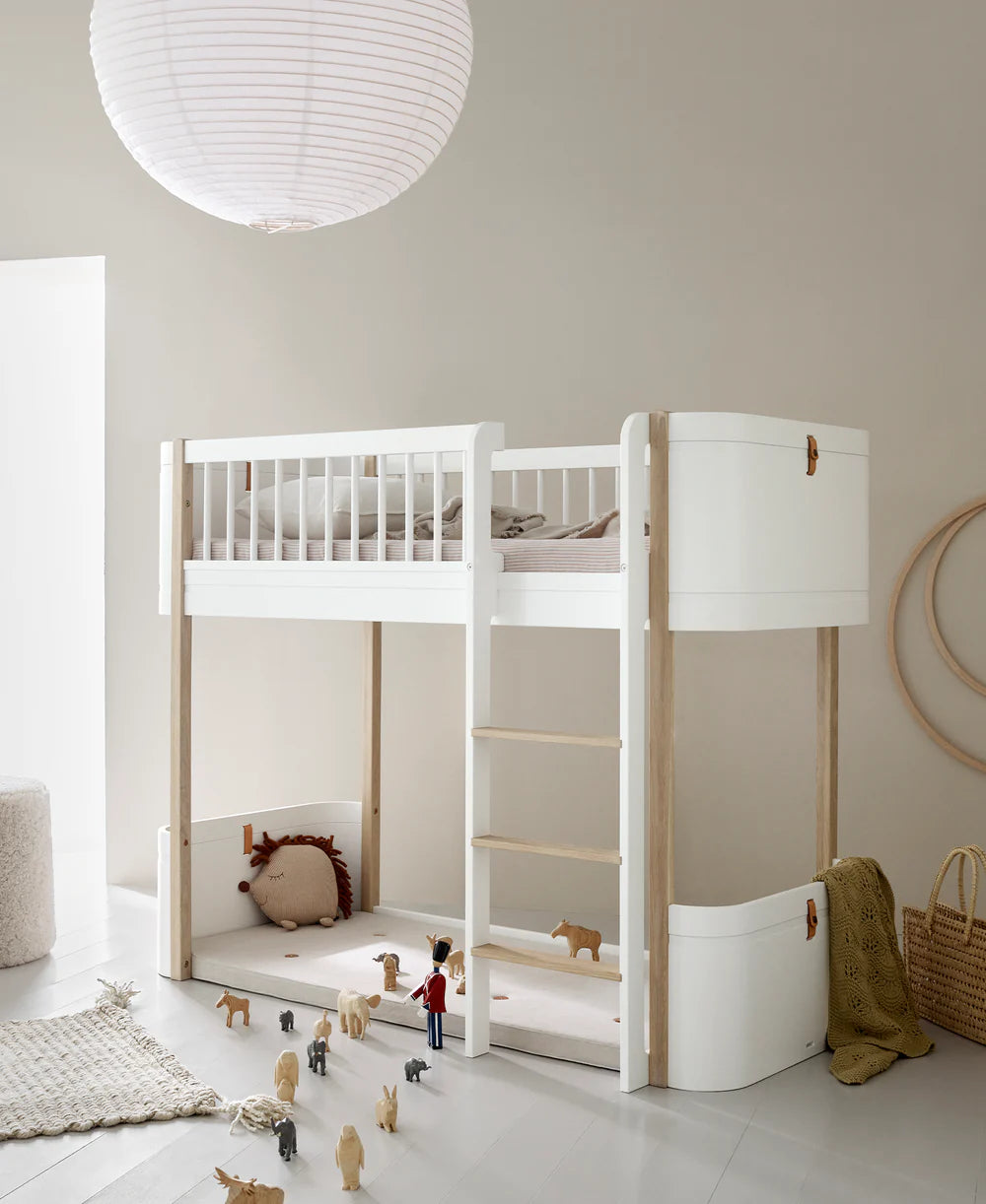 Wood Mini+ Low Loft Bed - White/Oak