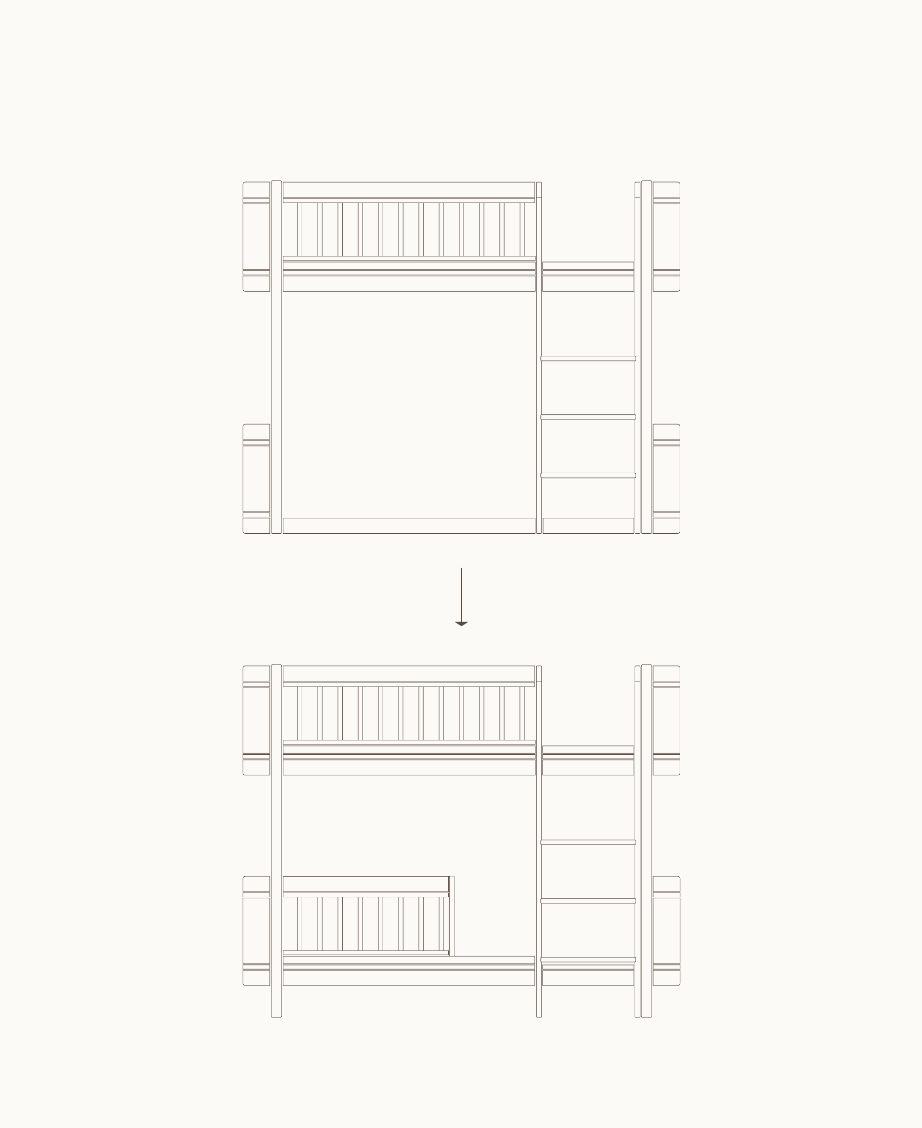 Mini+ Low Loft Bed To Low Bunk Bed - Oak
