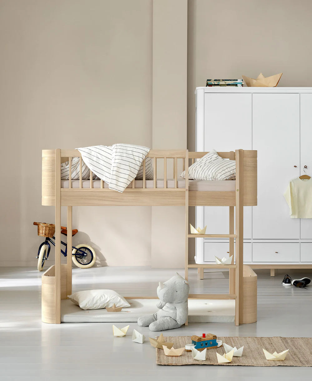 Wood Mini+ Low Loft Bed - Oak