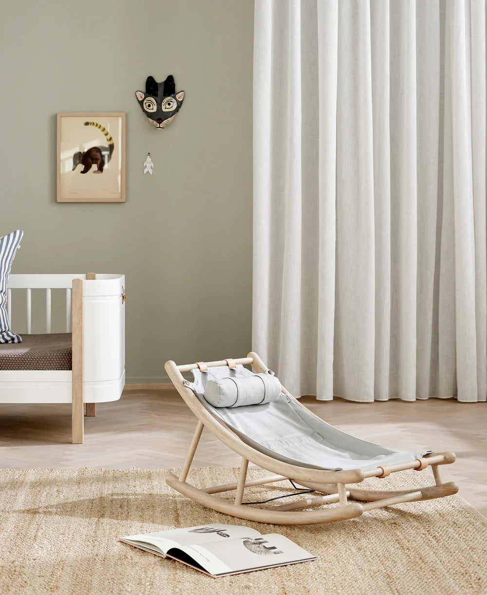 Wood Toddler Rocker - Oak/Grey - Bubbadue