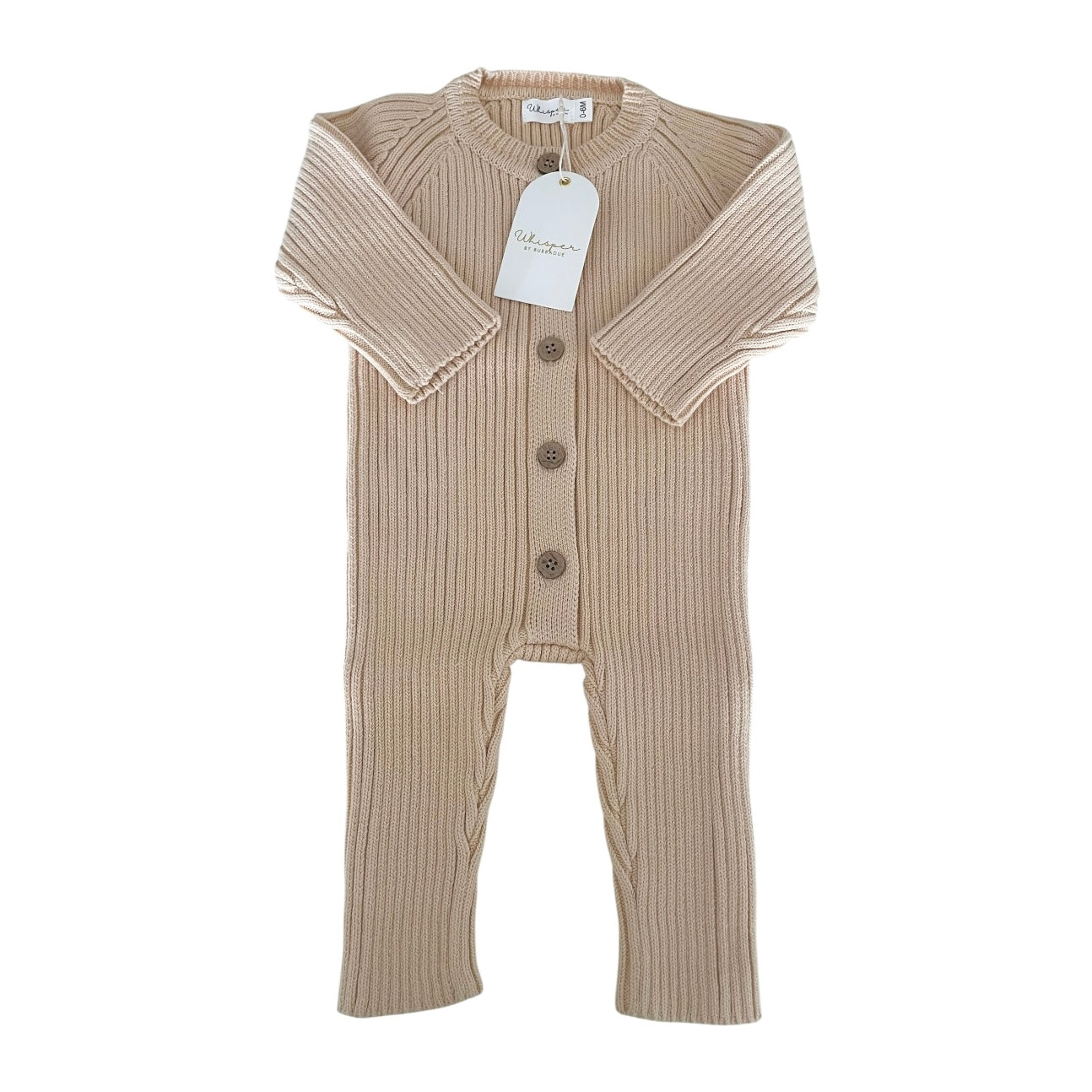 Knitted Romper (0-6 Months) - Honey