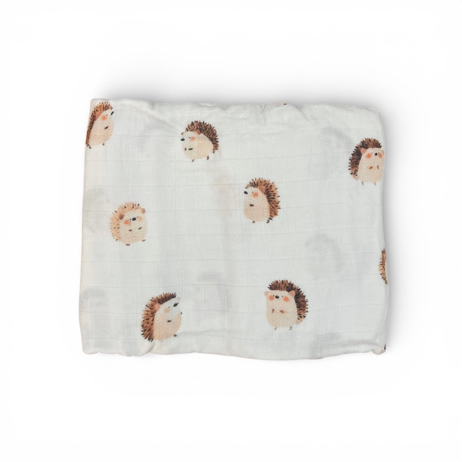 Soft baby muslin blanket featuring a cute hedgehog design from Bubbadue, ideal for newborns and sensitive skin.