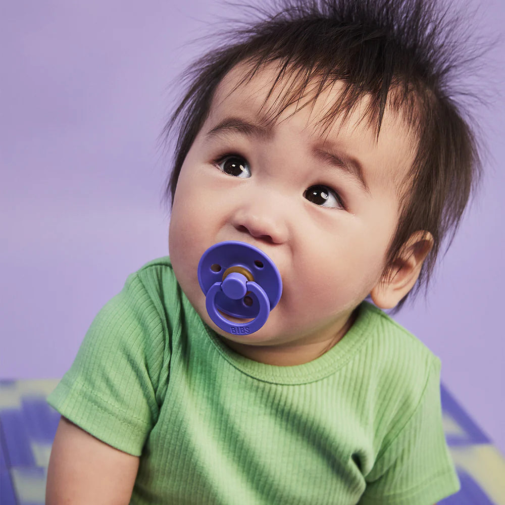 Gnash BIBS Colour Pacifier in Grape with soft silicone nipple and colorful purple design for babies.