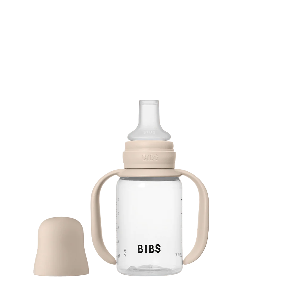 Bibs Baby Sippy Bottle Spout in silicone, 150 ml, in blush color, designed for baby care by Gnash with a soft spill-proof spout.