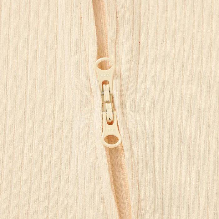 Organic Ribbed Romper With Footies & Mittens | Cream - Bubbadue