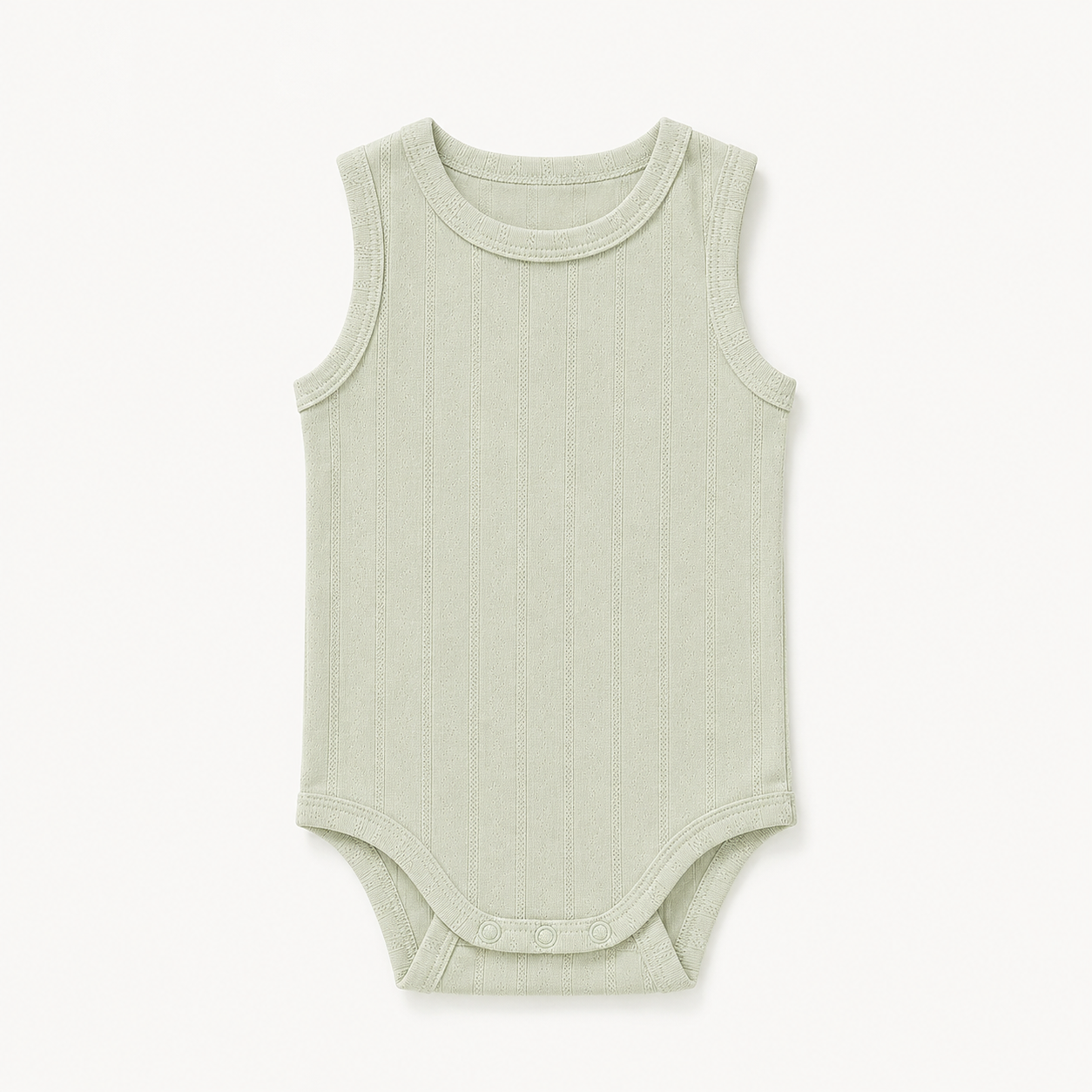 Haven Pointelle Vest in Sage, laid flat