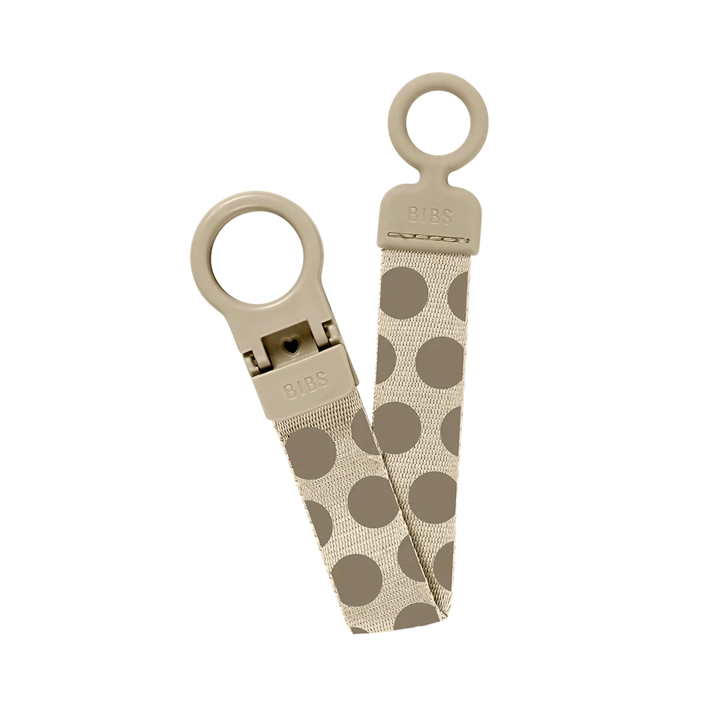 BIBS Loop Studio Pacifier Clip Polka Vanilla Dark Oak