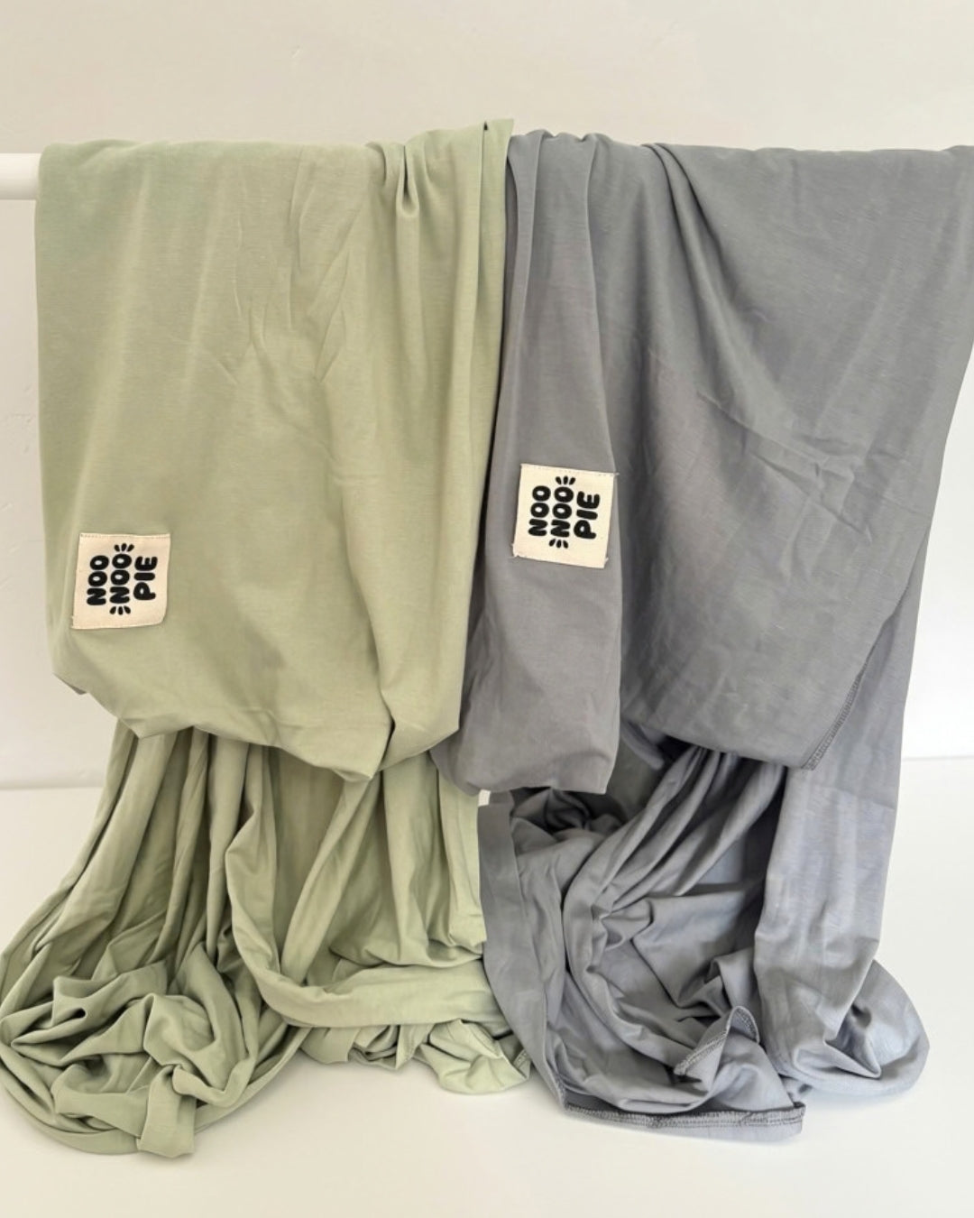 NooNoo Pie Tie baby wraps in Sage and Stone