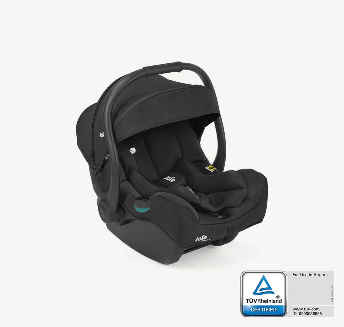 Joie Versatrax travel system with i-Gemm 3 infant car seat in Raven, featuring a sturdy frame and safety harness.