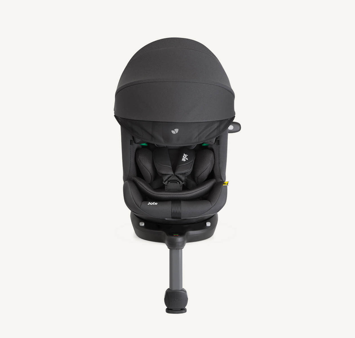 Joie i-Spin 360 Max spinning car seat with canopy in Mercury Mesh, showcasing adjustable safety features and comfortable design.