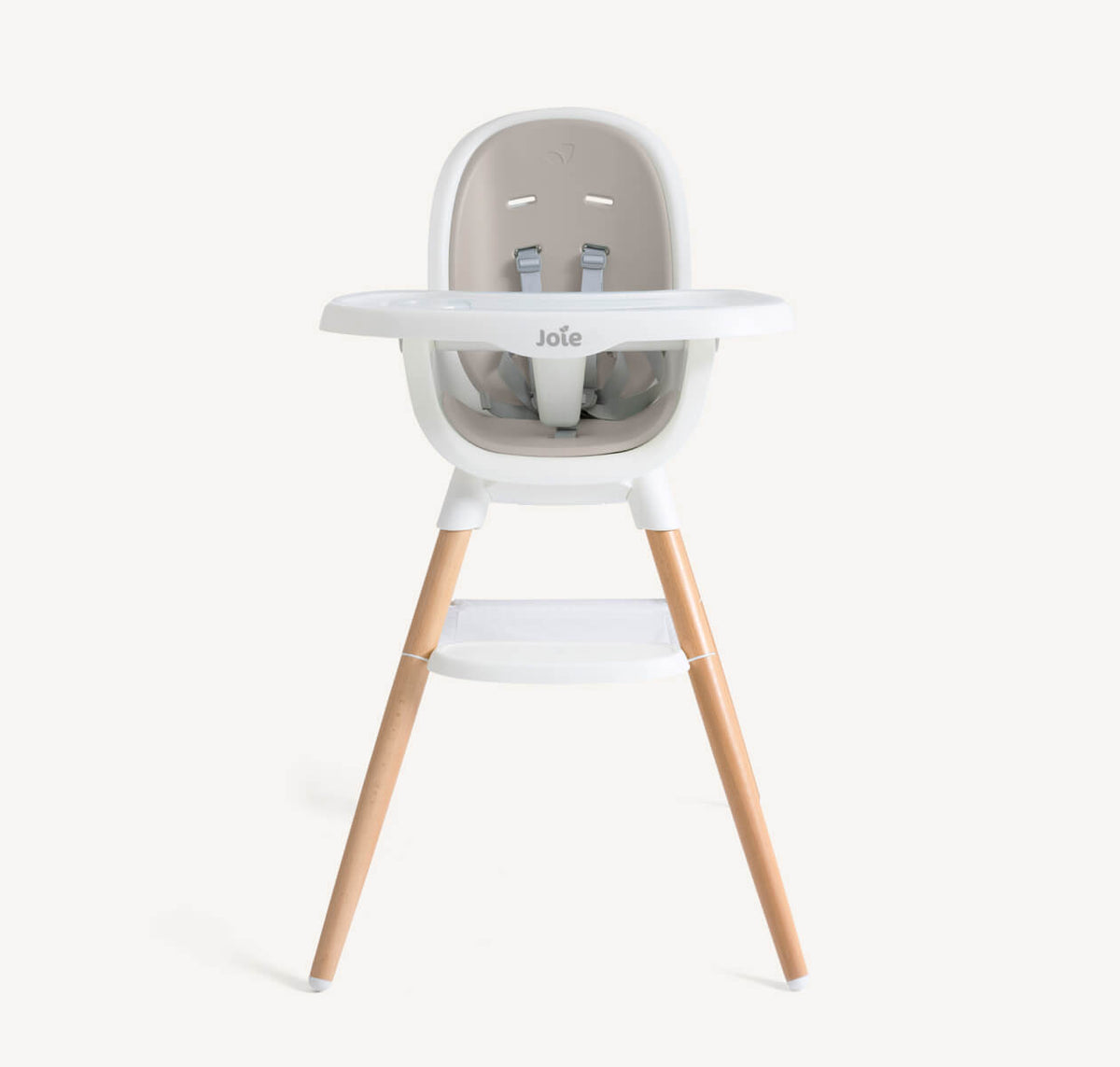 Joie Chestnut Mocha high chair with adjustable multi-mode seating, featuring a sturdy frame and padded seat for comfort.