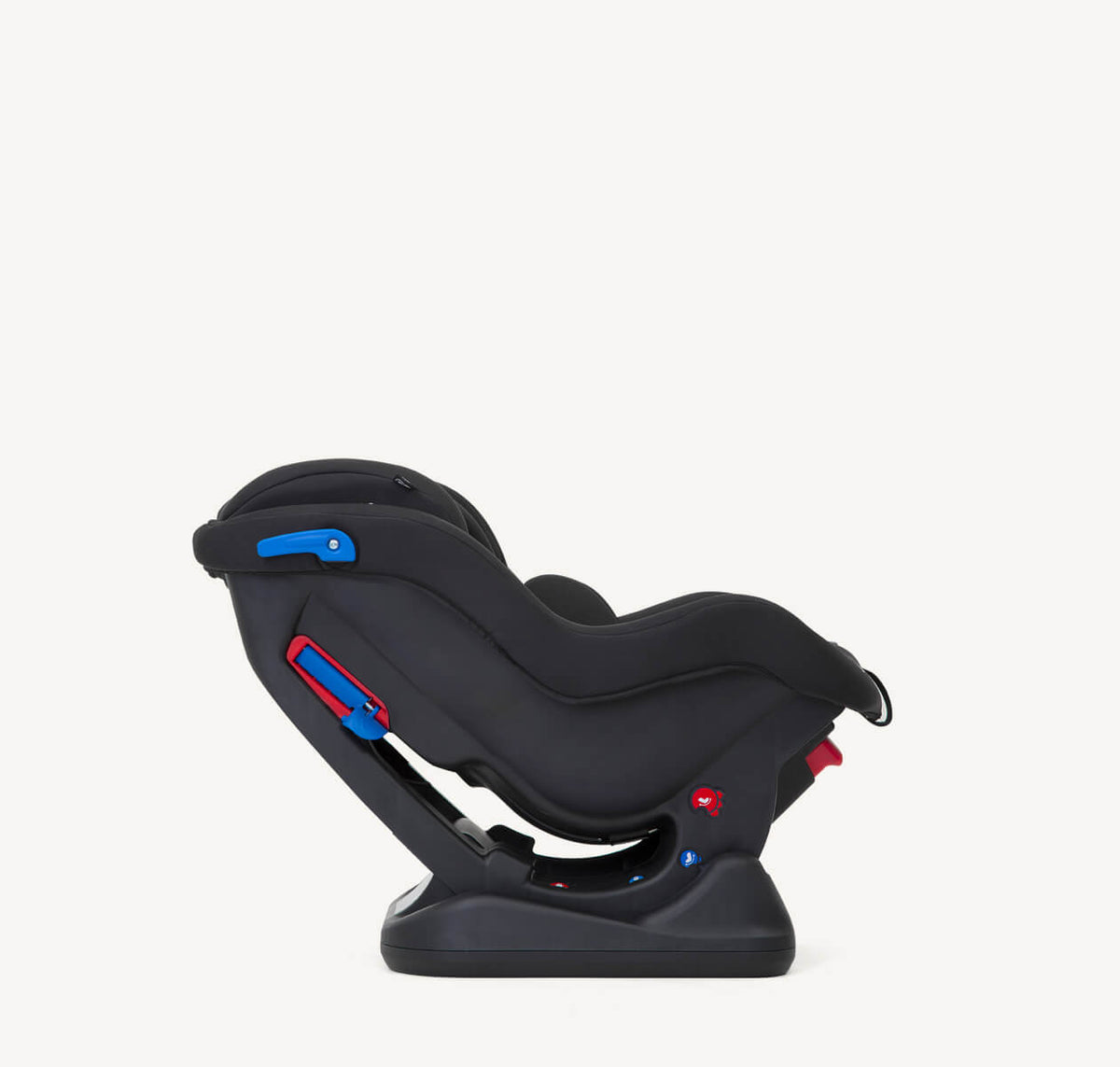 Joie Steadi toddler car seat in coal color, right profile view showing recline and secure harness for safe child travel