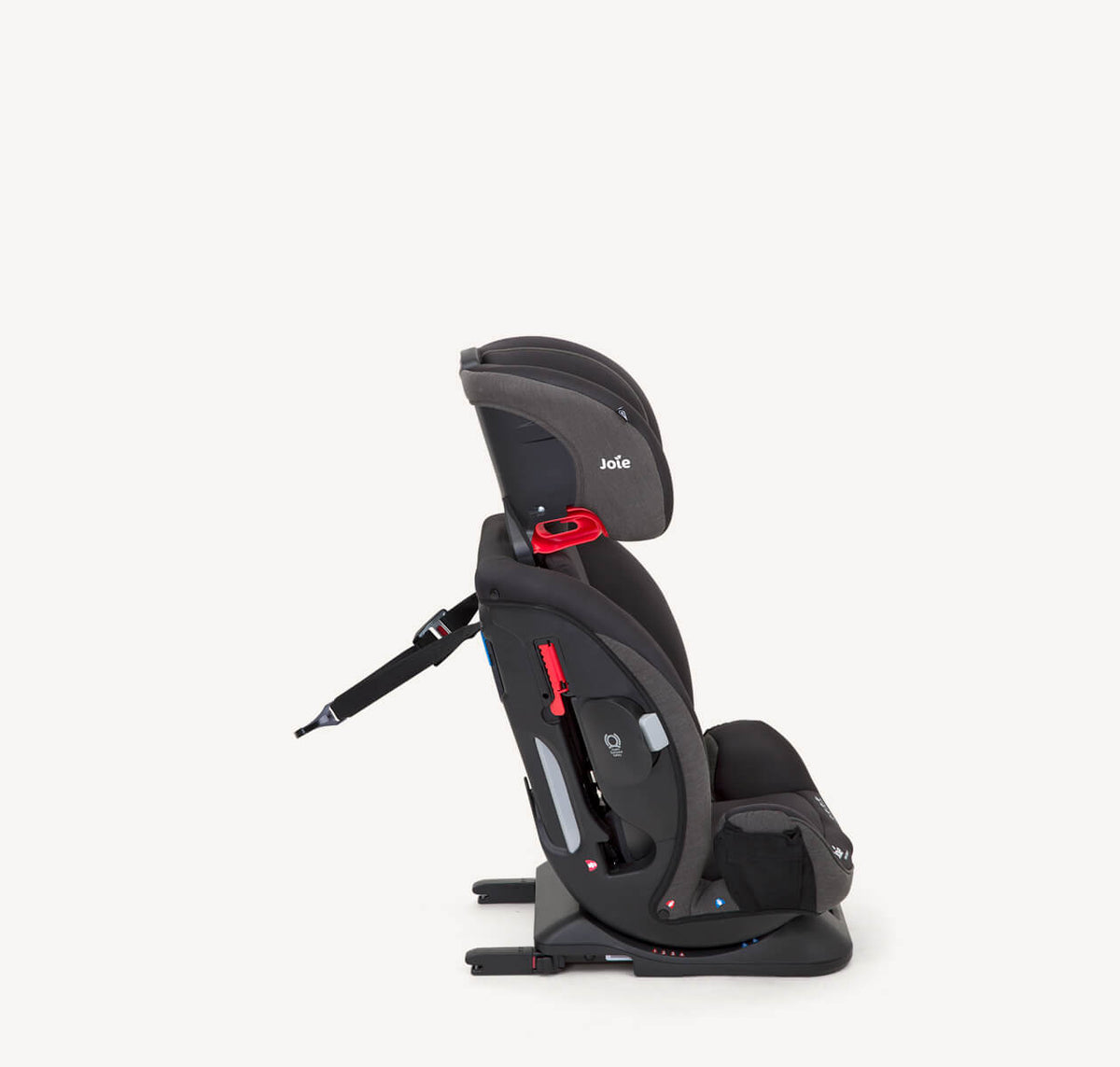 Joie Every Stage FX ISOFIX car seat in Coal, right profile view showing headrest and extended safety features for toddler and child.
