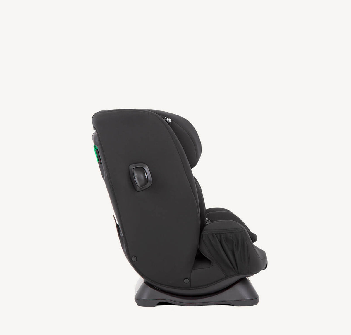 Joie Every Stage R129 car seat in Shale, toddler car seat with headrest down, right profile view showing fabric and safety features.