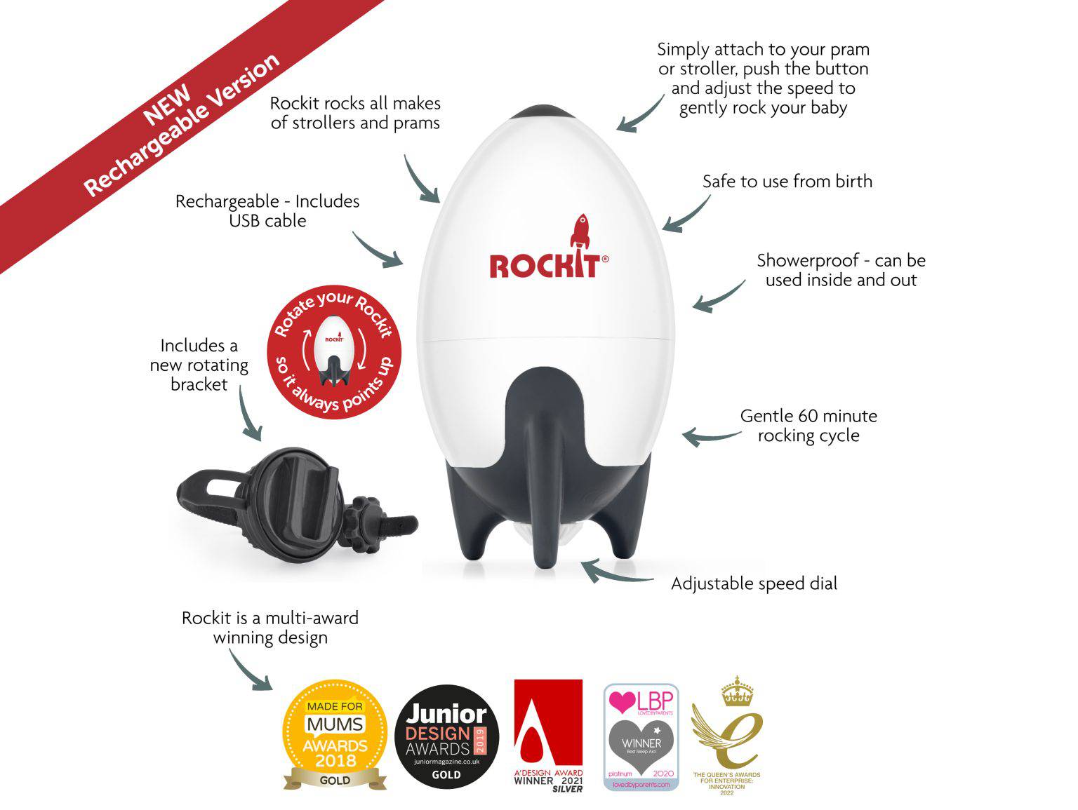 The Rockit Rocker (New Rechargeable Version) - Bubbadue